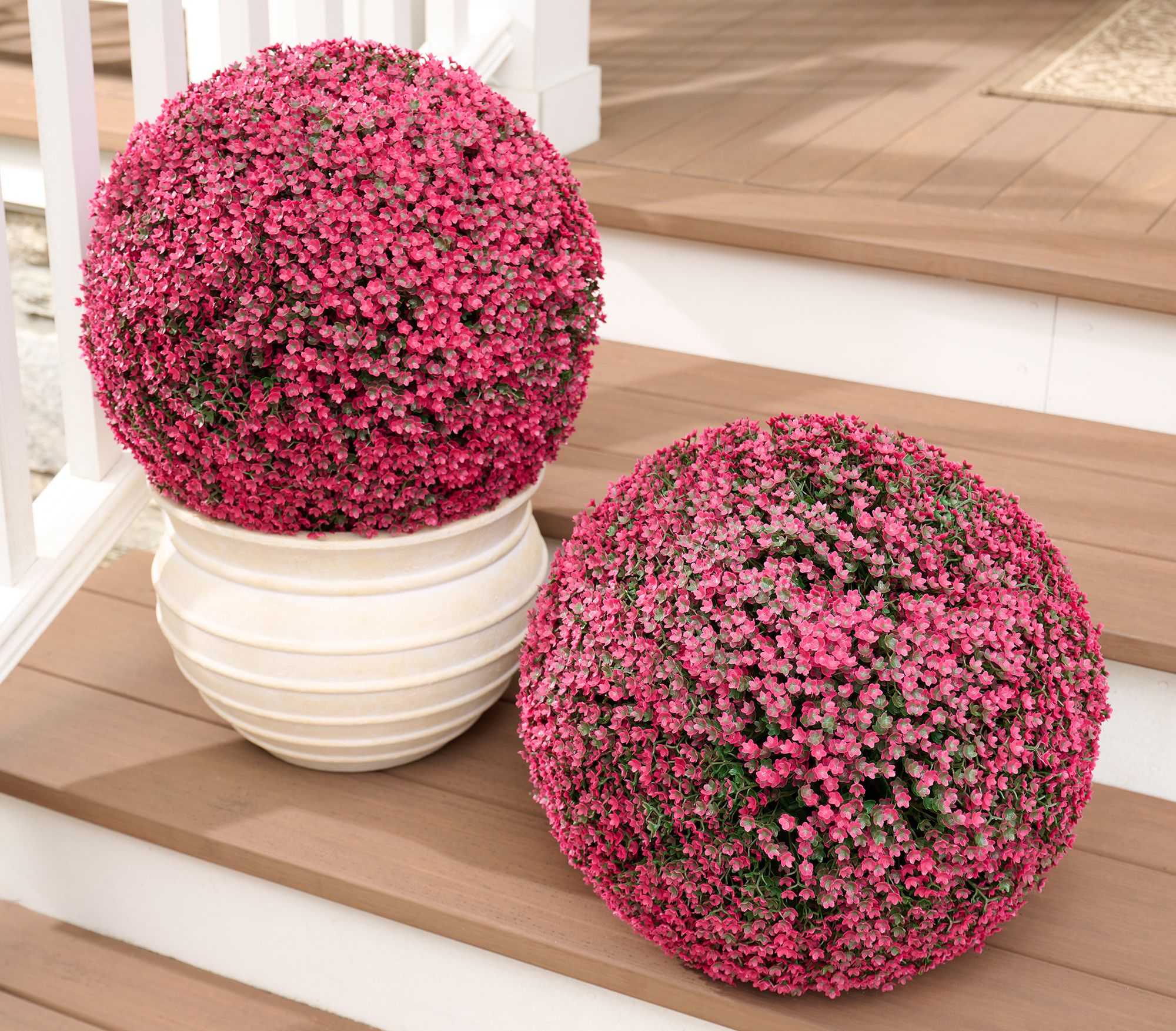 "As Is" Wicker Park Set of 2 Oversized Faux Floral Spheres