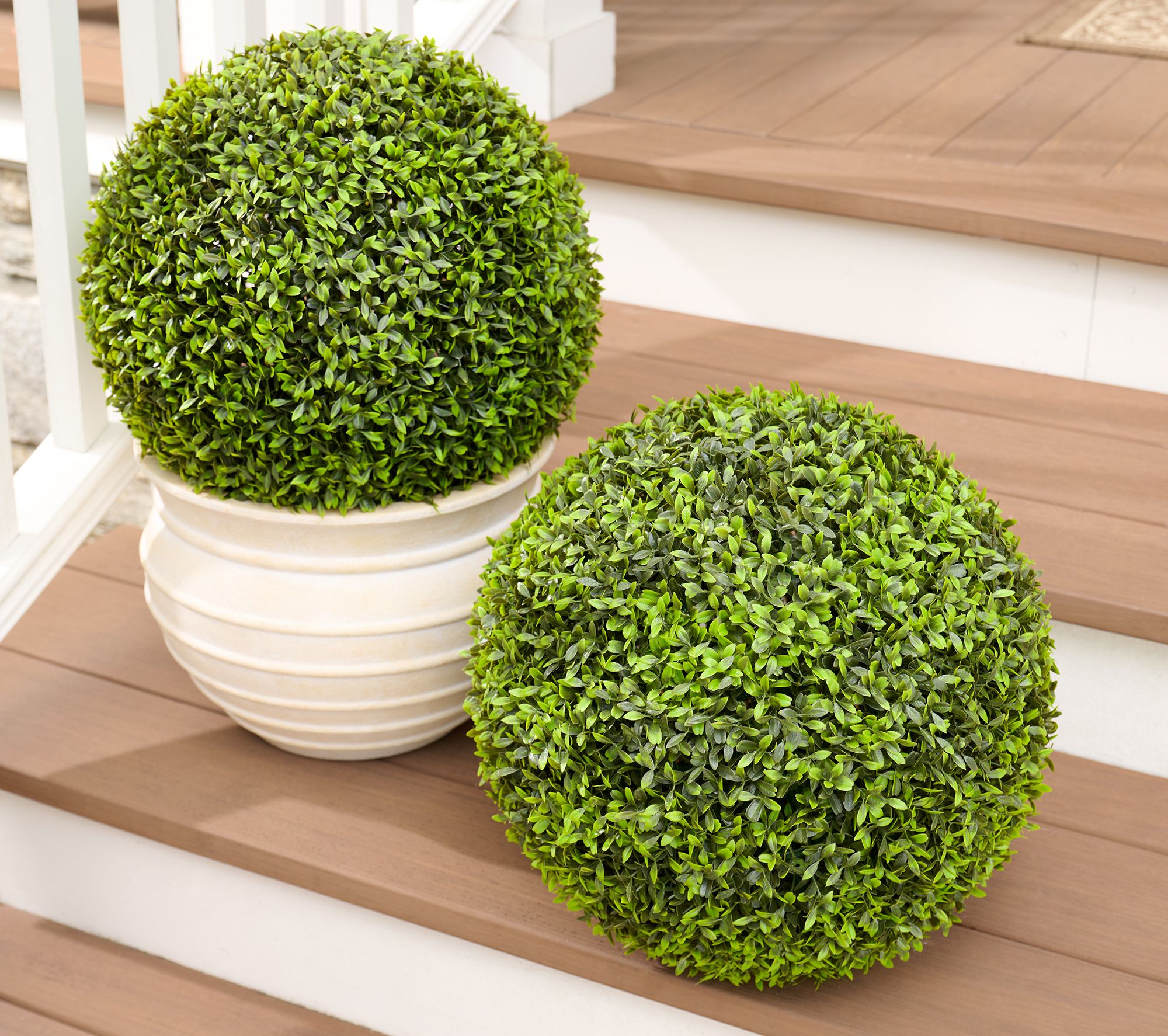 "As Is" Wicker Park Set of 2 Oversized Faux Floral Spheres