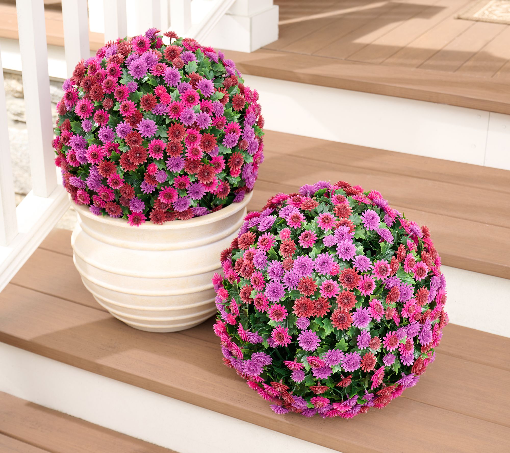 "As Is" Wicker Park Set of 2 Oversized Faux Floral Spheres