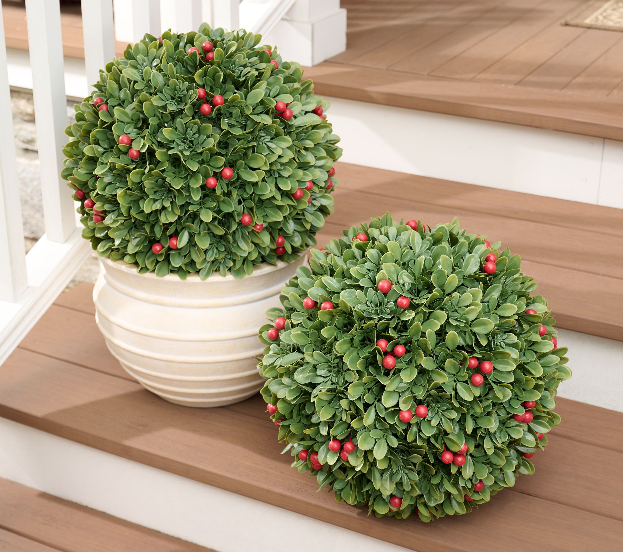 "As Is" Wicker Park Set of 2 Oversized Faux Floral Spheres