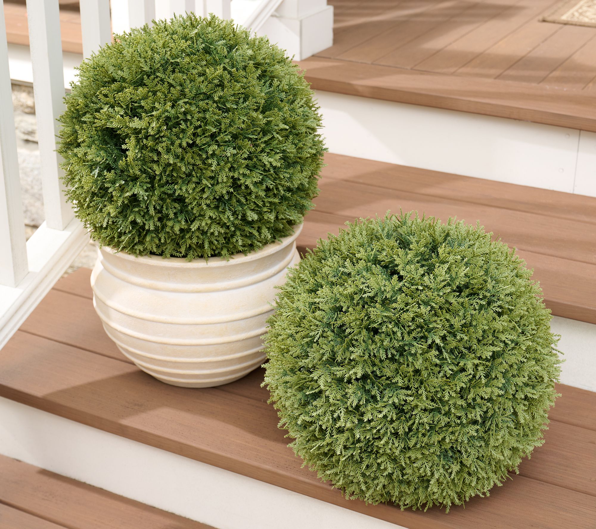 "As Is" Wicker Park Set of 2 Oversized Faux Floral Spheres