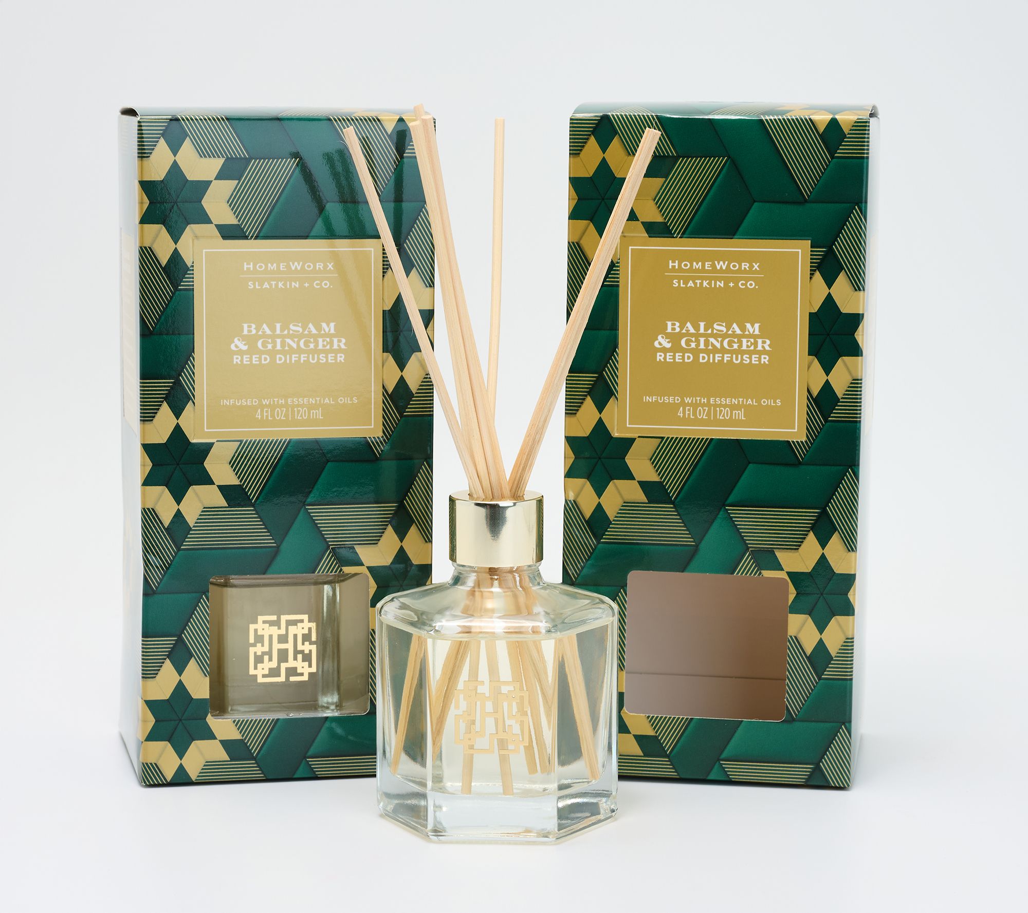 HomeWorx by Slatkin + Co. S/2 Balsam & Ginger Reed Diffusers