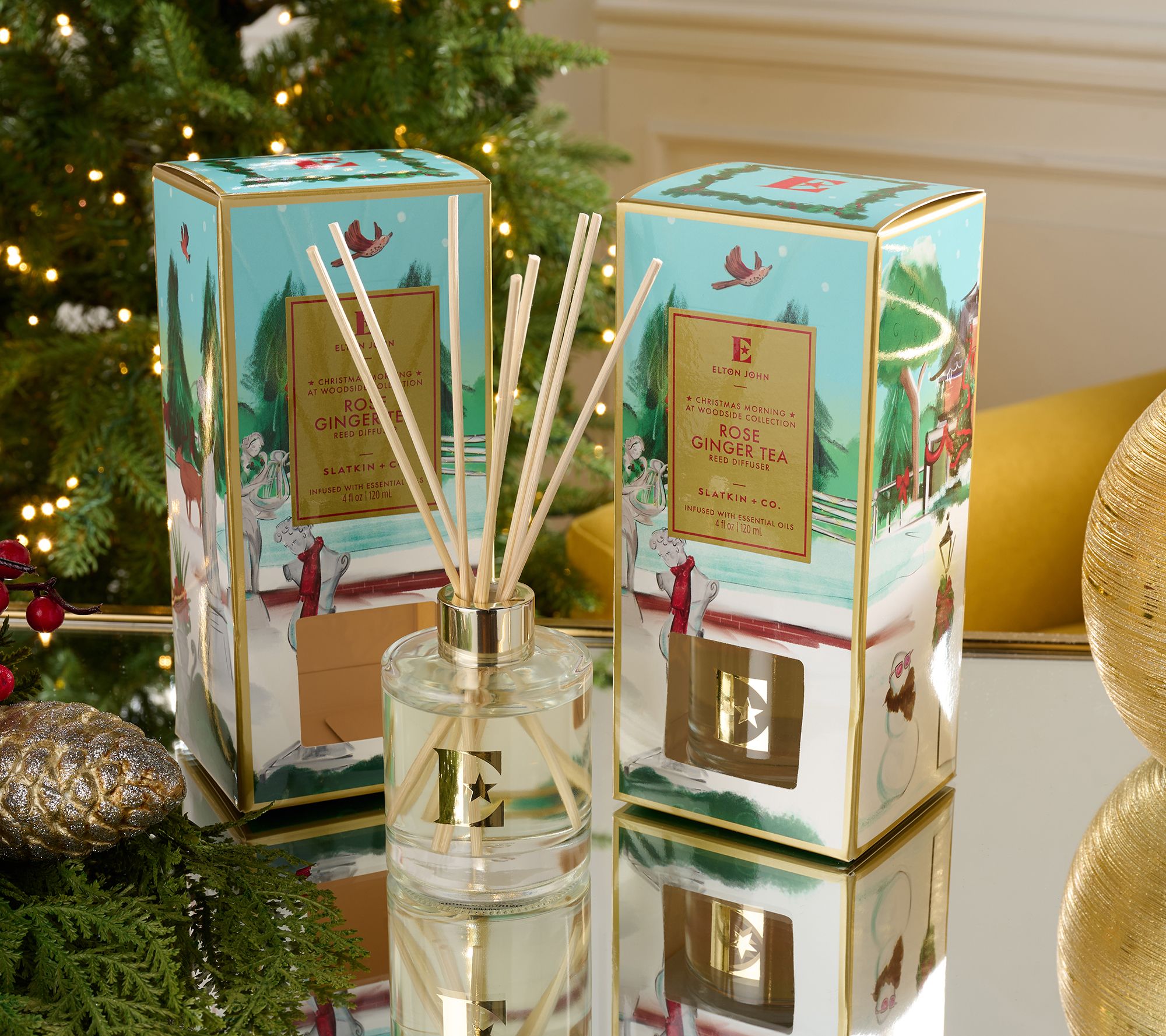Elton John x Slatkin + Co. 2 Reed Diffusers Rose Ginger Tea Auto-Delivery
