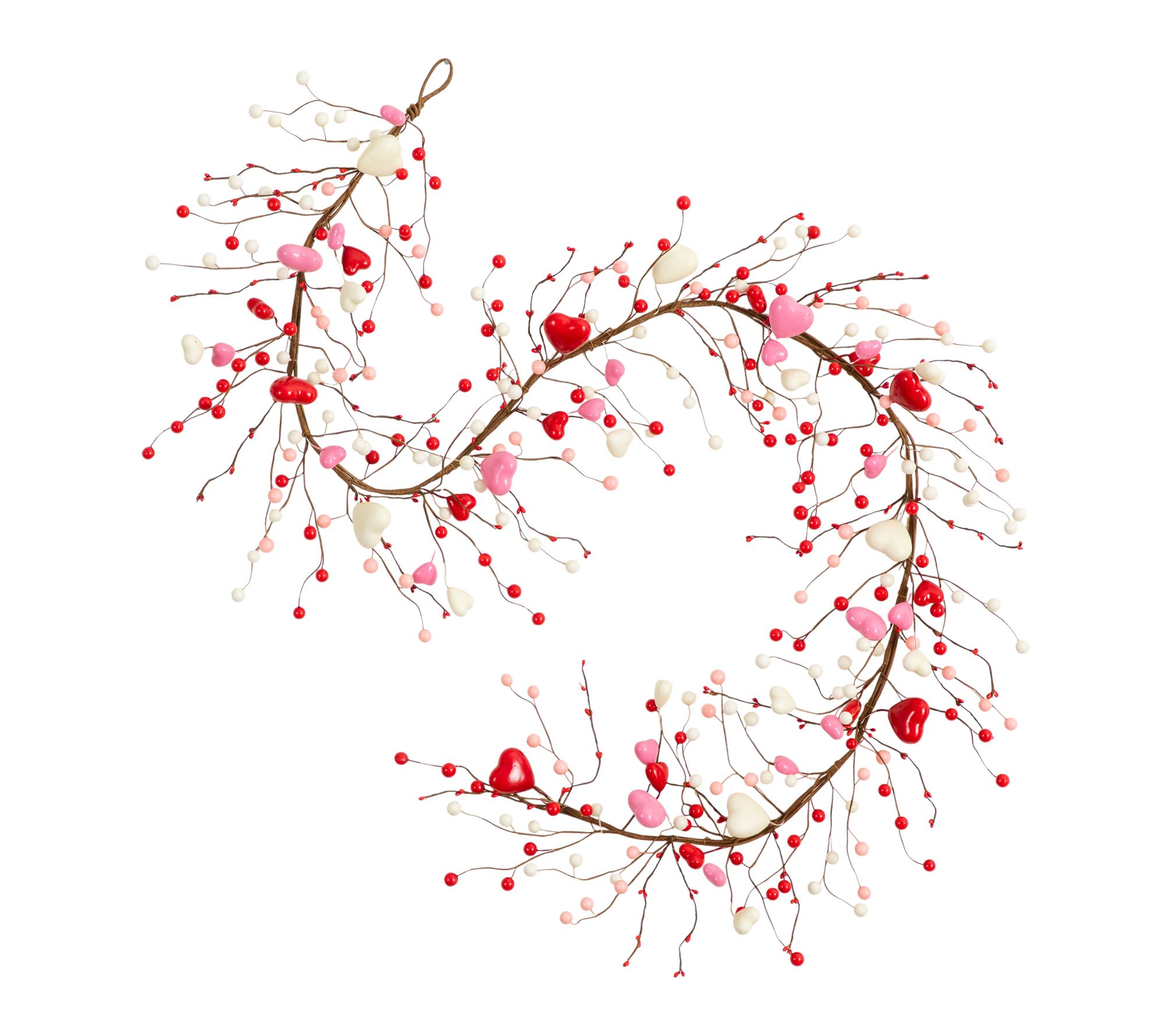 Nearly Natural 6' Valentine Garland with HeartOrnaments