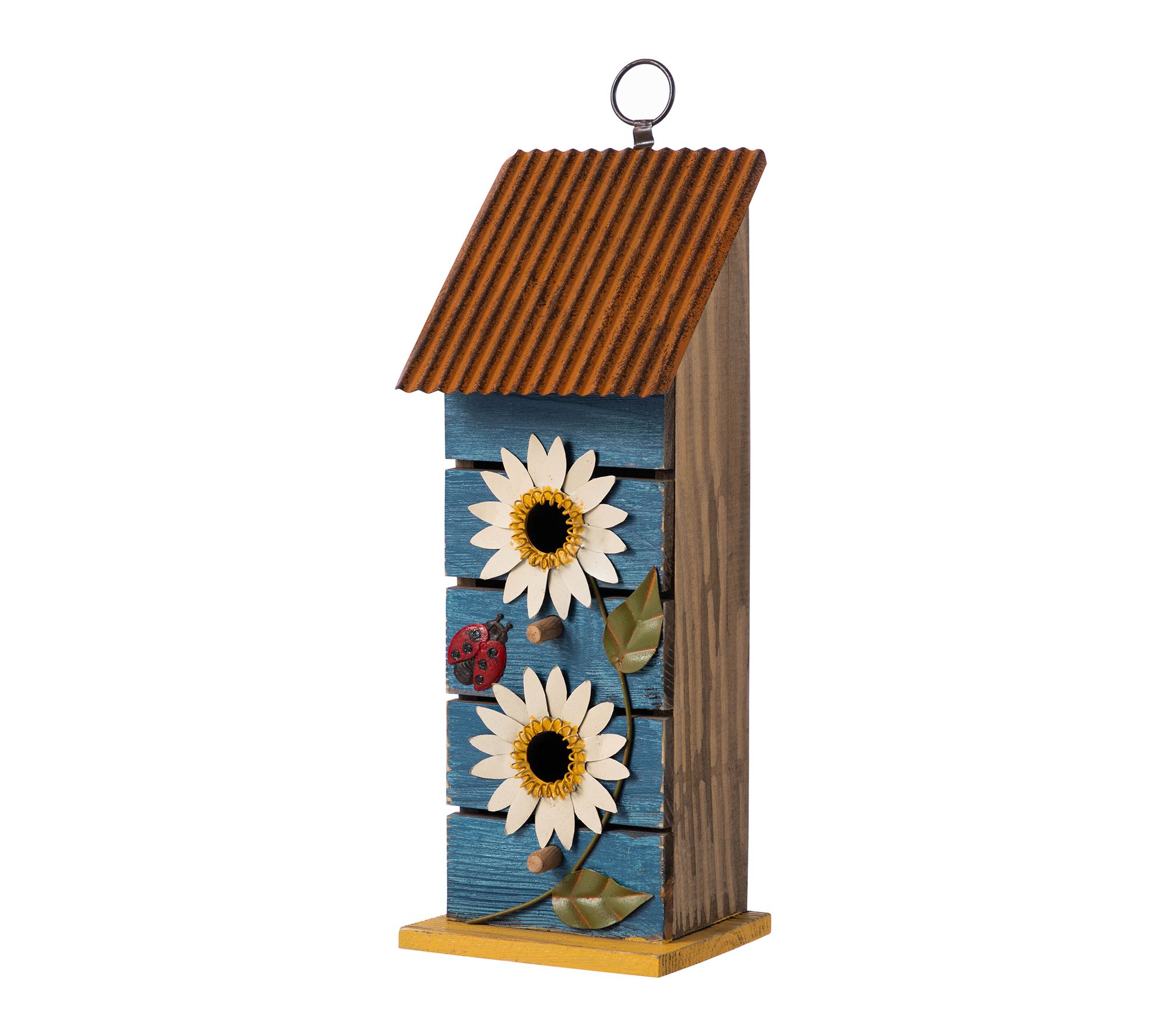 Glitzhome 15"H 2-Tiered Daisy Decorative Outdoor Birdhouse