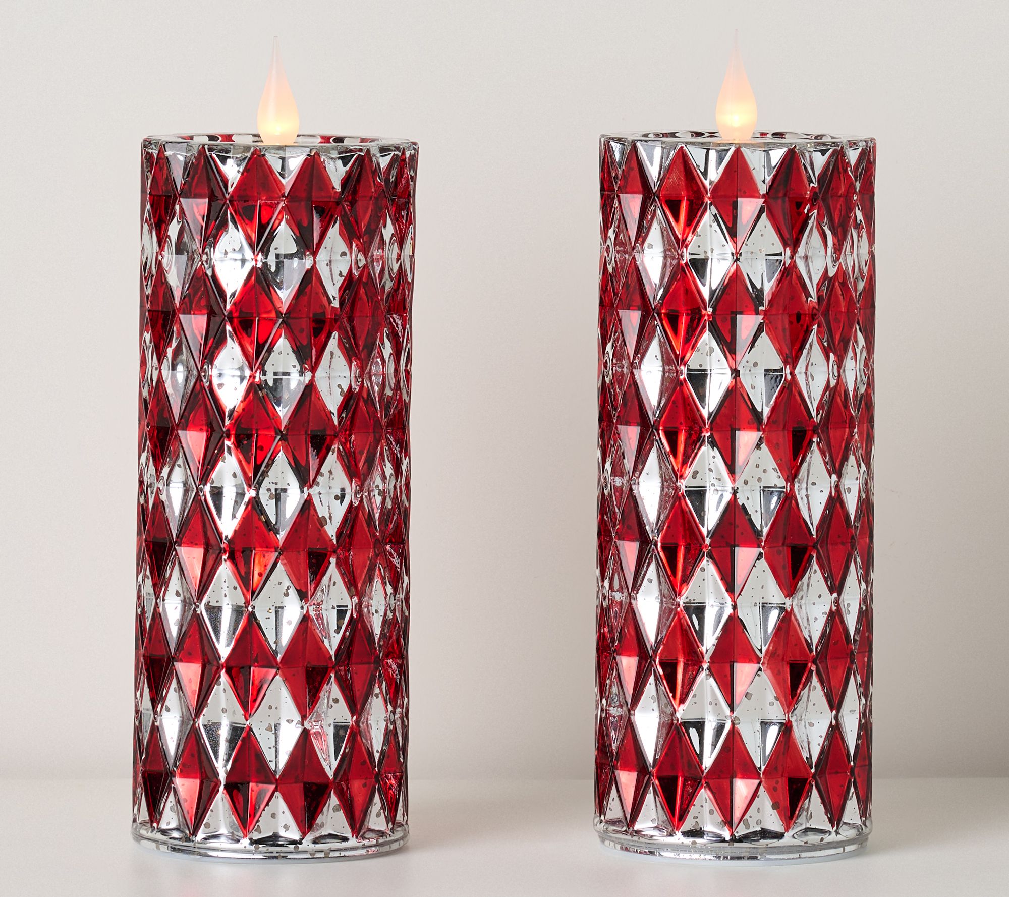 Set of 2 8.5" Harlequin Glass Candles by Valerie