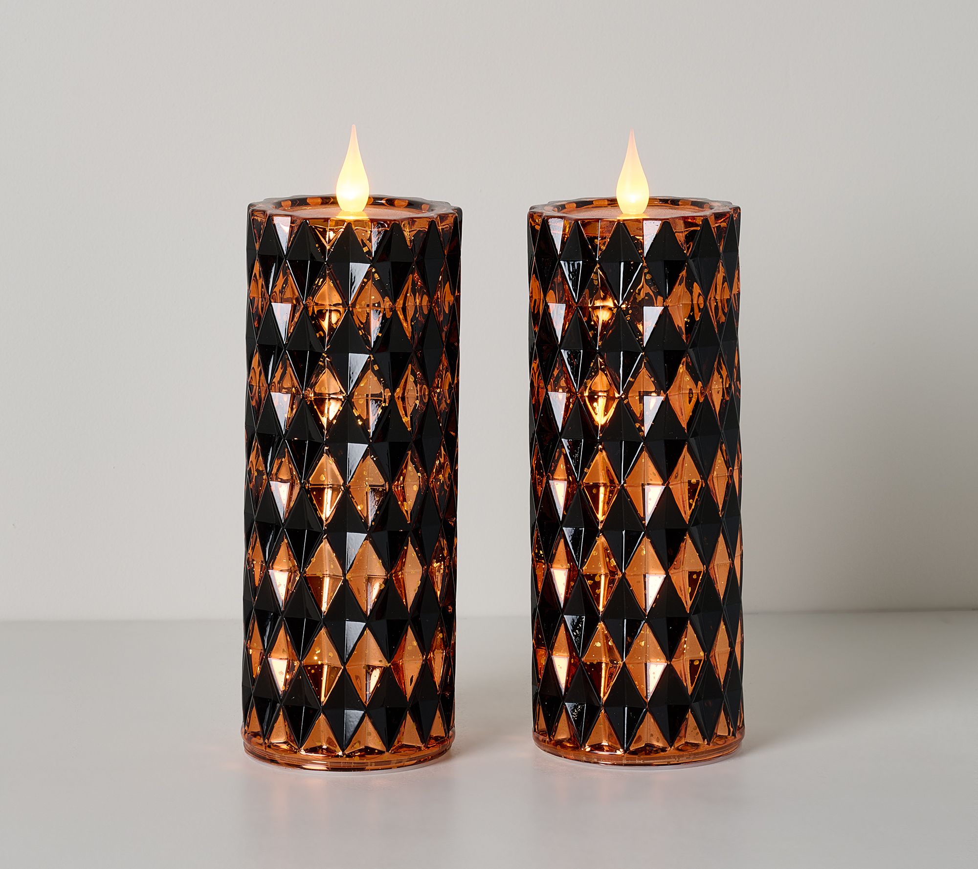 Set of 2 8.5" Harlequin Glass Candles by Valerie