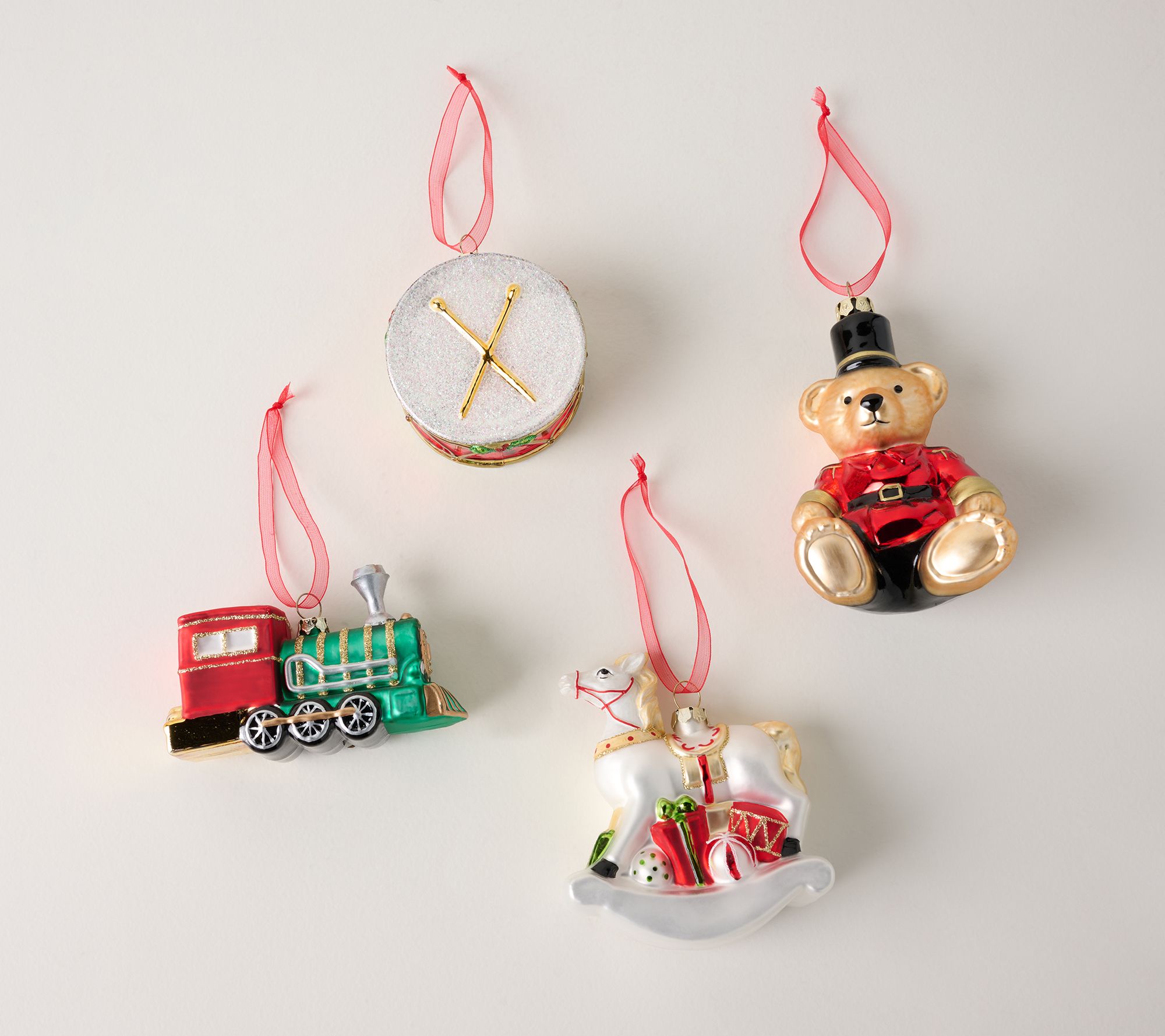 Kringle Express Set of 4 Figural Christmas Ornament Set