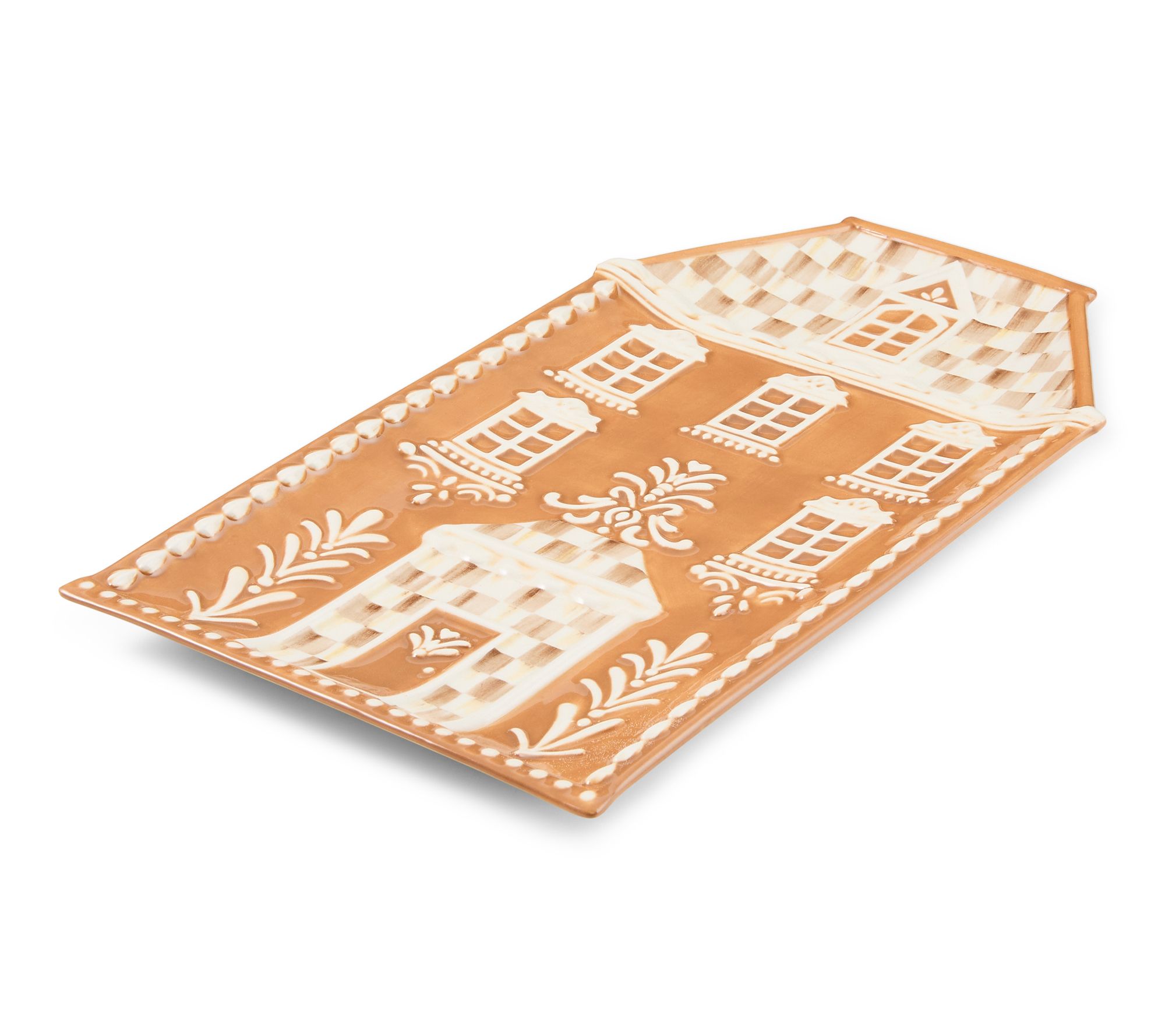 MacKenzie- Childs Mocha Check Gingerbread Serving Platter