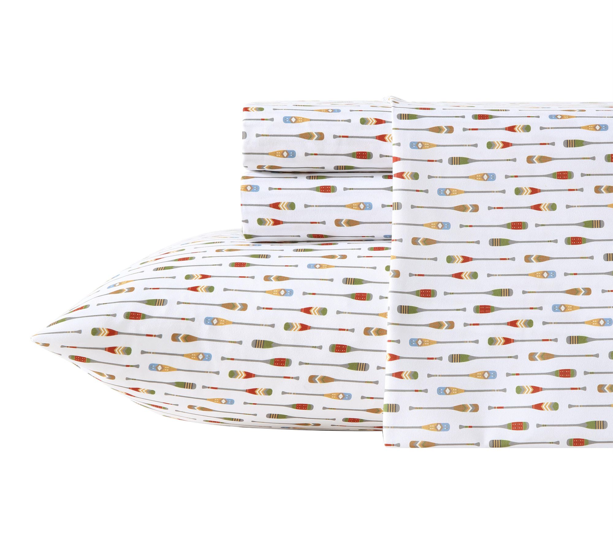 Eddie Bauer Can oe Lake Paddle White/Multi Twi n Sheet Set