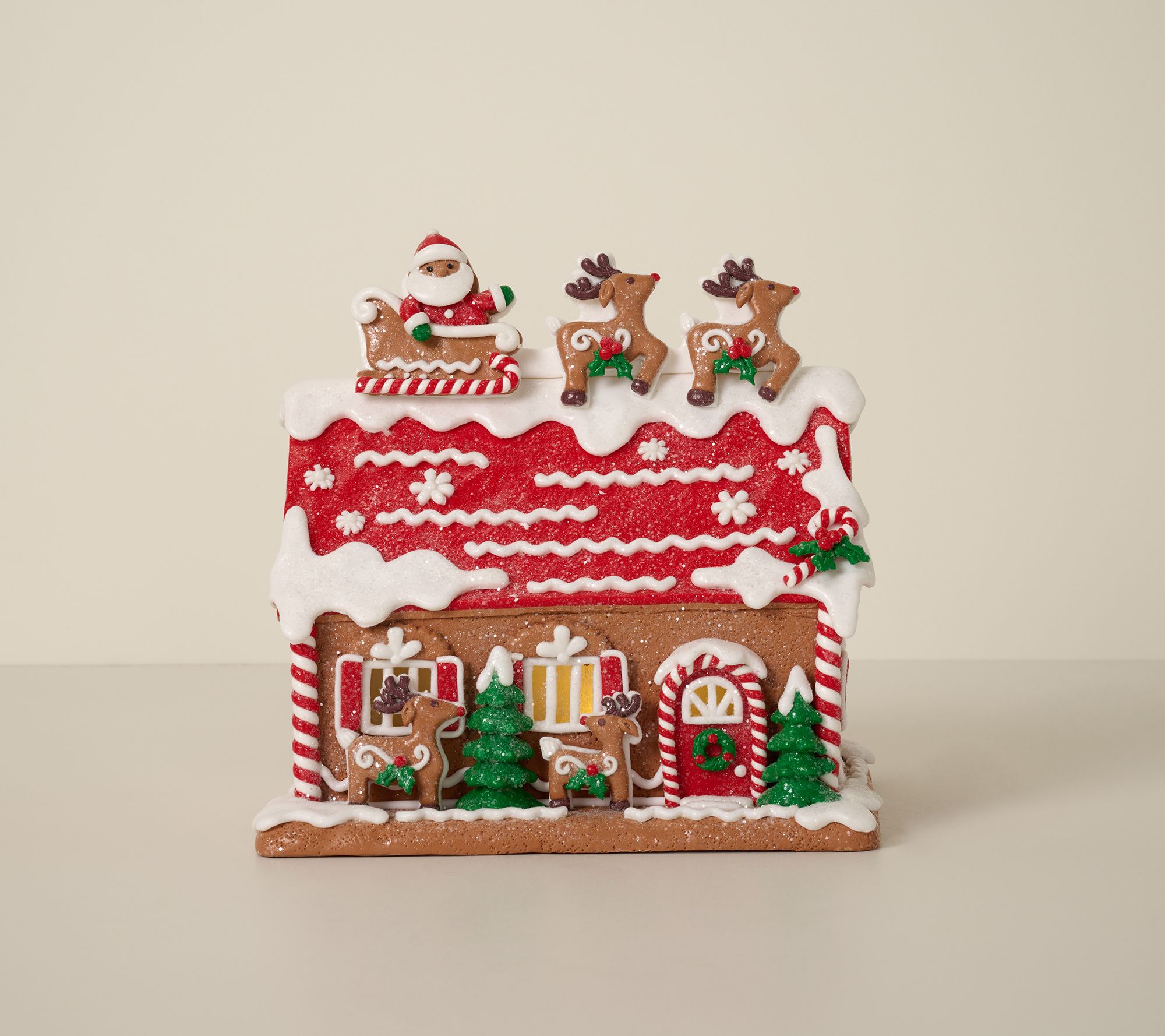 Illuminated Gingerbread Reindeer Barn by Valerie
