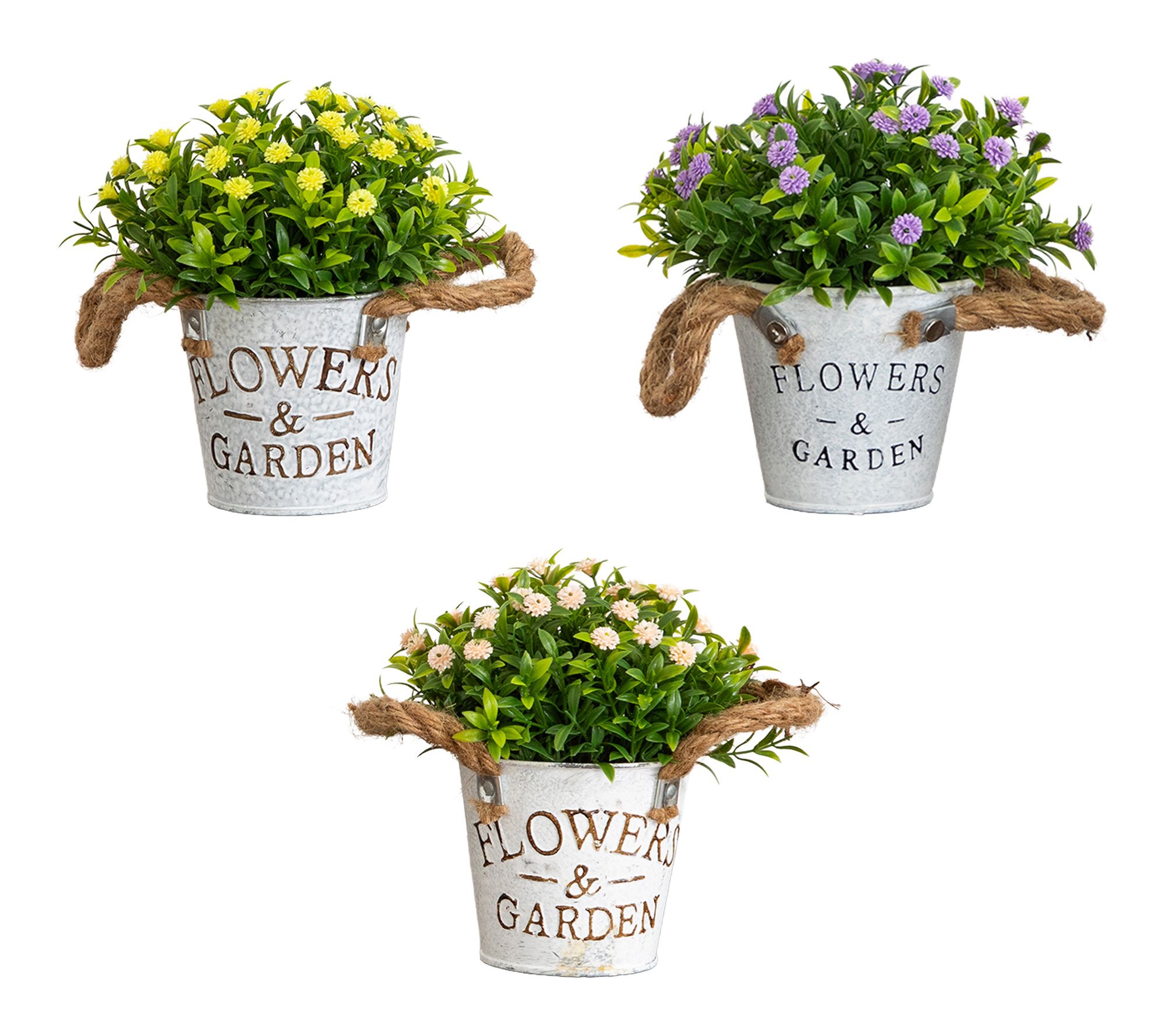 Mini Arrangement in Planter - Set of 3 by Nearly Natural