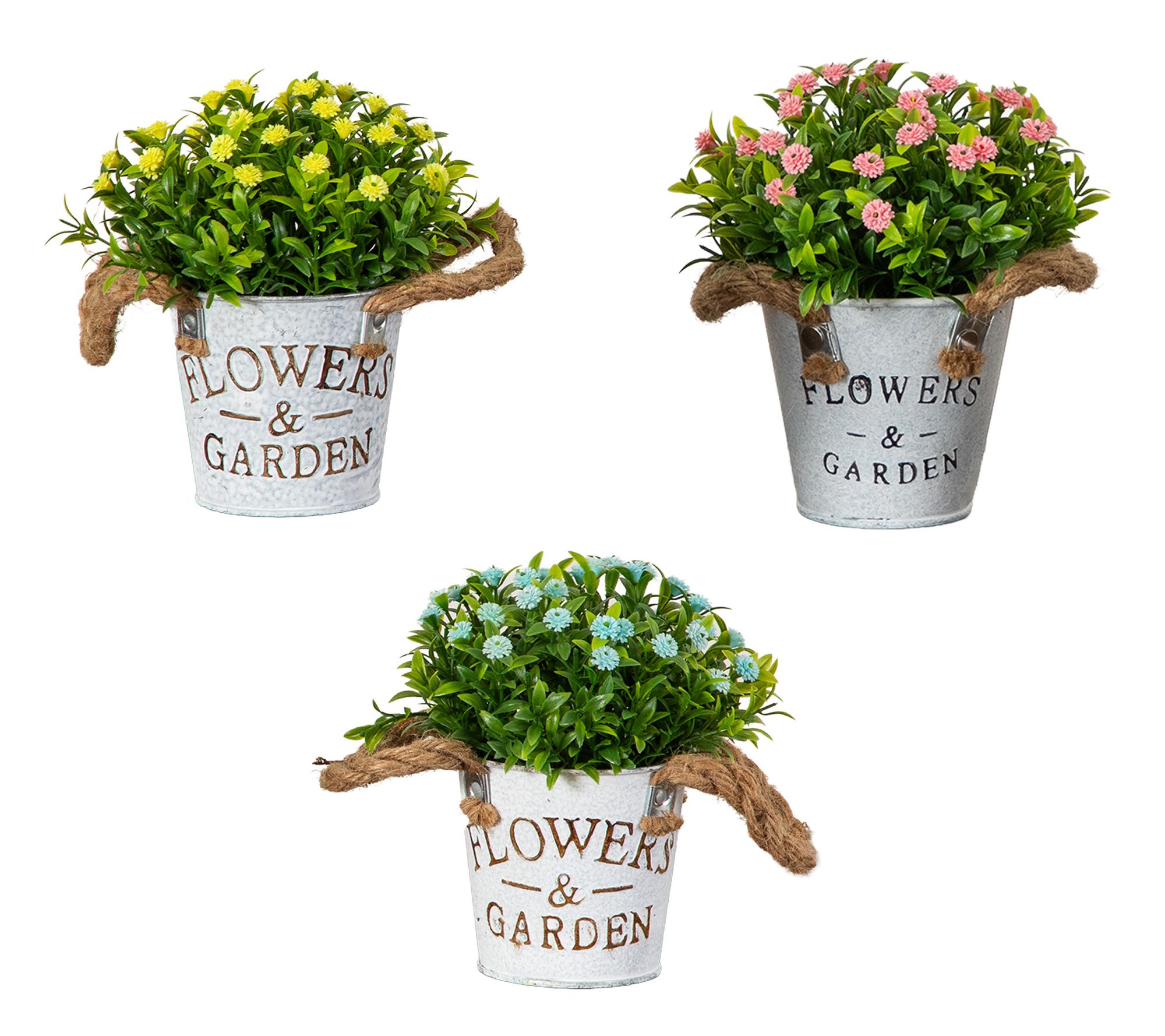 Mini Arrangement in Planter - Set of 3 by Nearly Natural