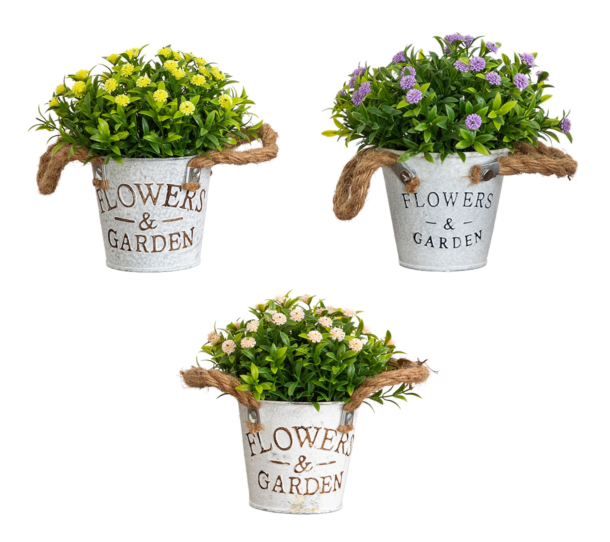 Mini Arrangement in Planter - Set of 3 by Nearly Natural
