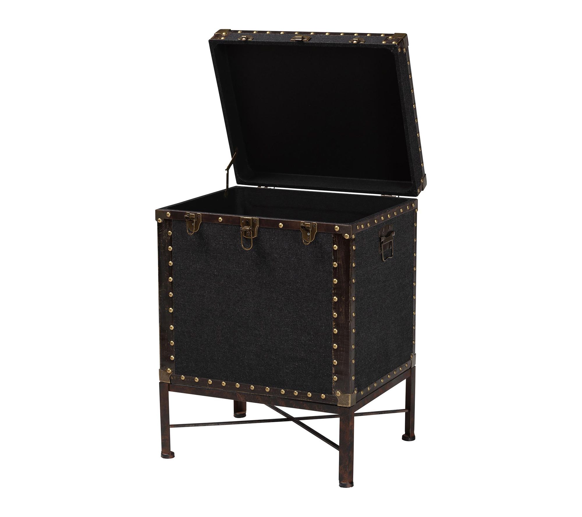 Baxton Studio L aura Black Canv as Lift-Top Tru nk End Table - QVC.com