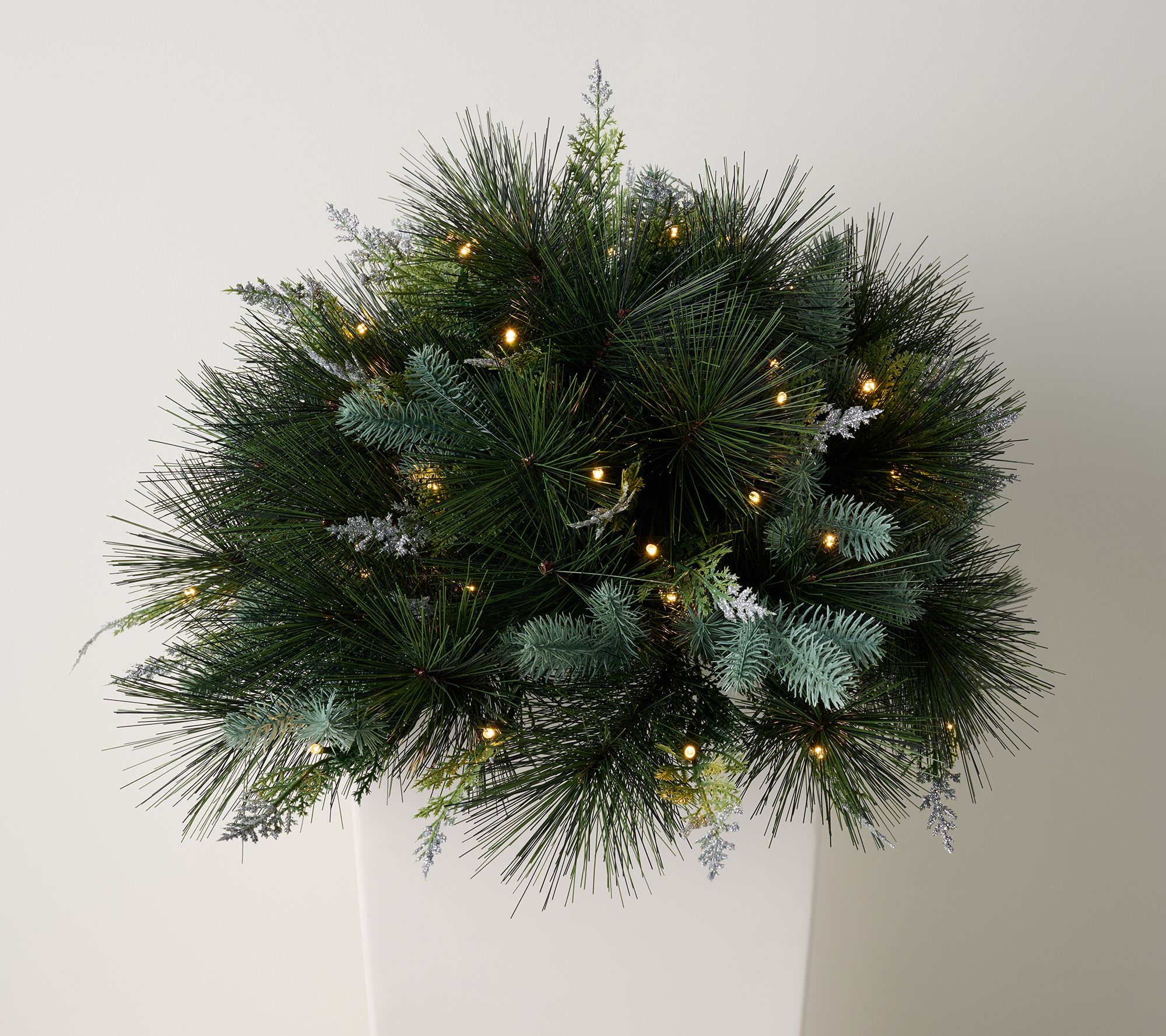 "As Is" 28" Illuminated Mixed Greenery Urn Filler by Kim Gravel
