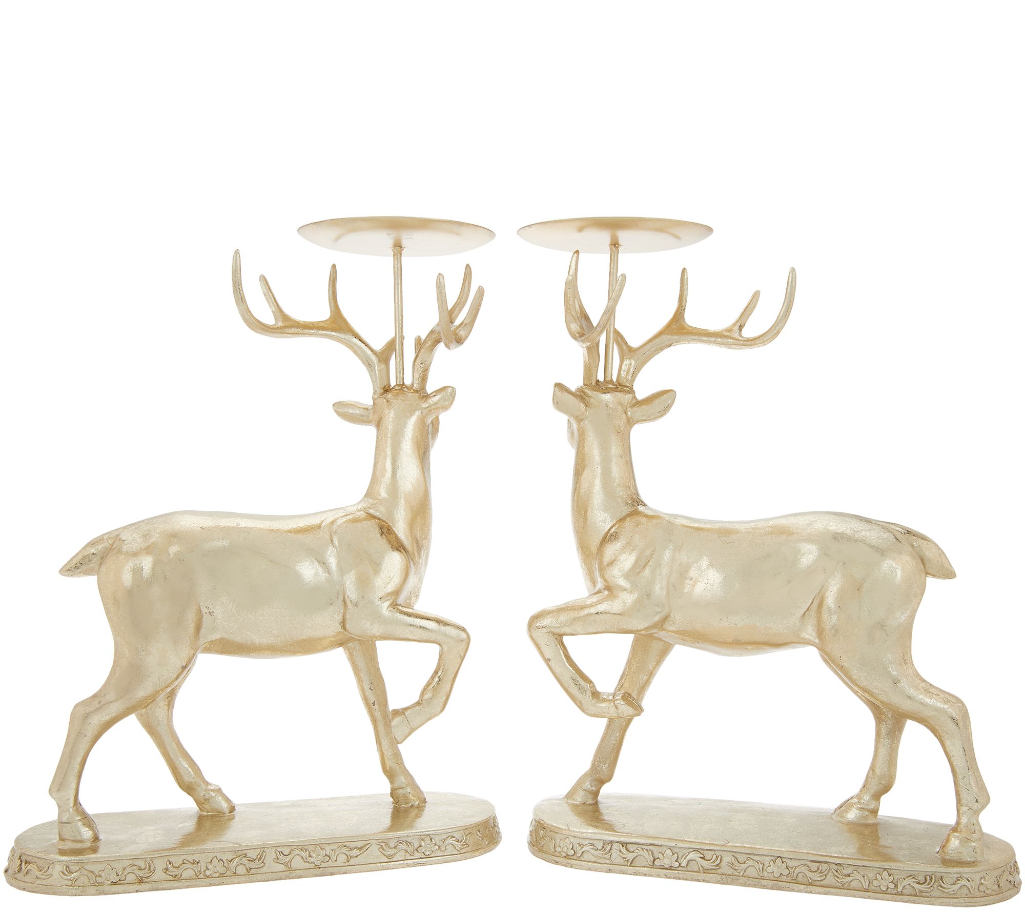 Kringle Express Set of 2 Stag Candle Holders with Flameless Candles