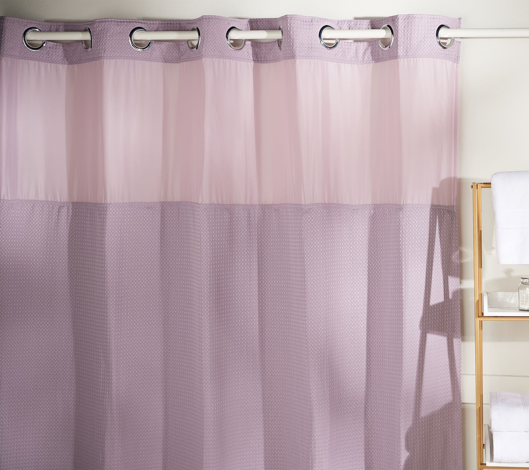 Hookless Waffle Texture Shower Curtain, Hookless Escape Fabric Shower Curtain And Shower Curtain Liner Set