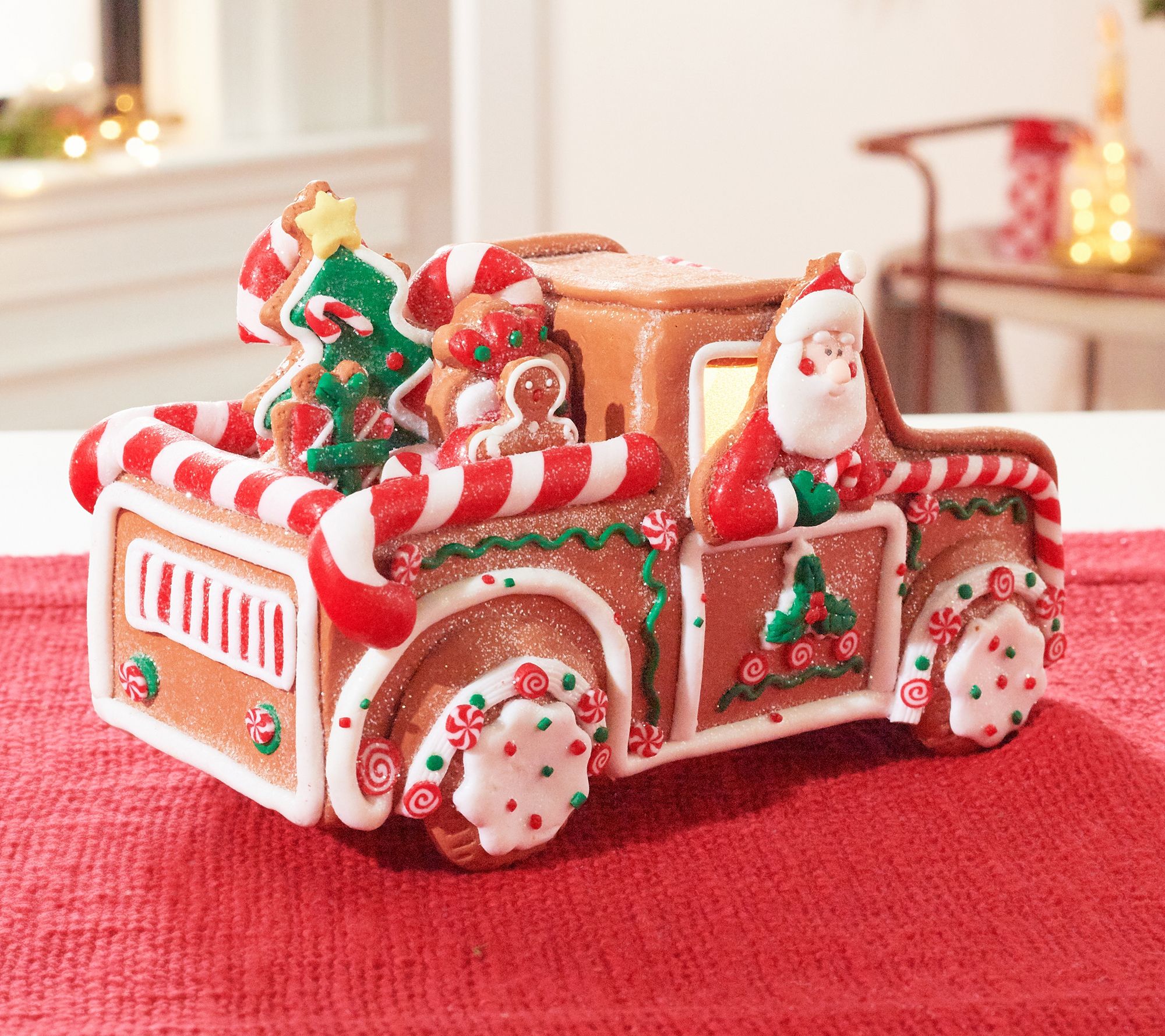 "As Is" Illuminated Gingerbread Truck w/ Santa by Valerie