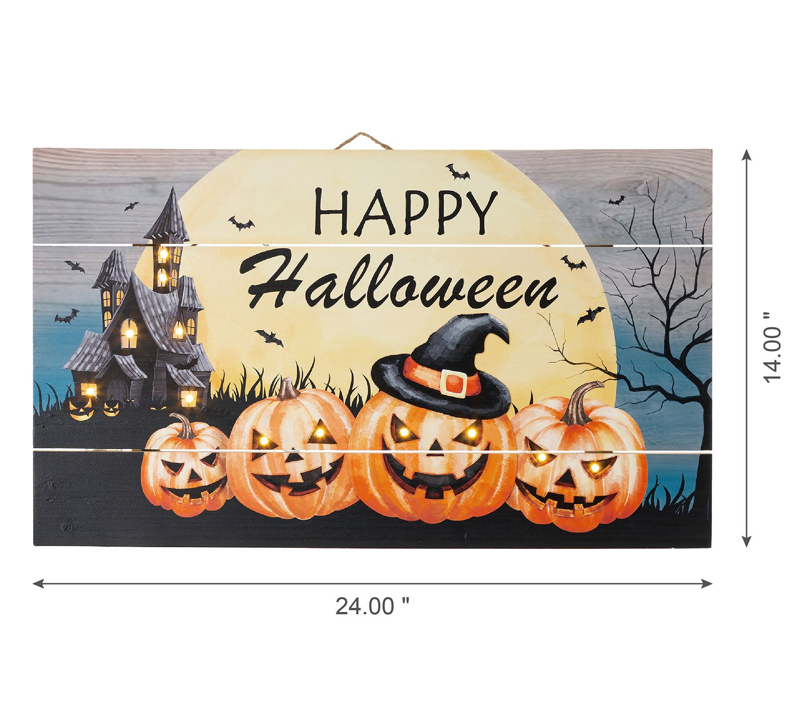 Glitzhome HAPPY HALLOWEEN LED Lighted Wooden Wa ll Decor