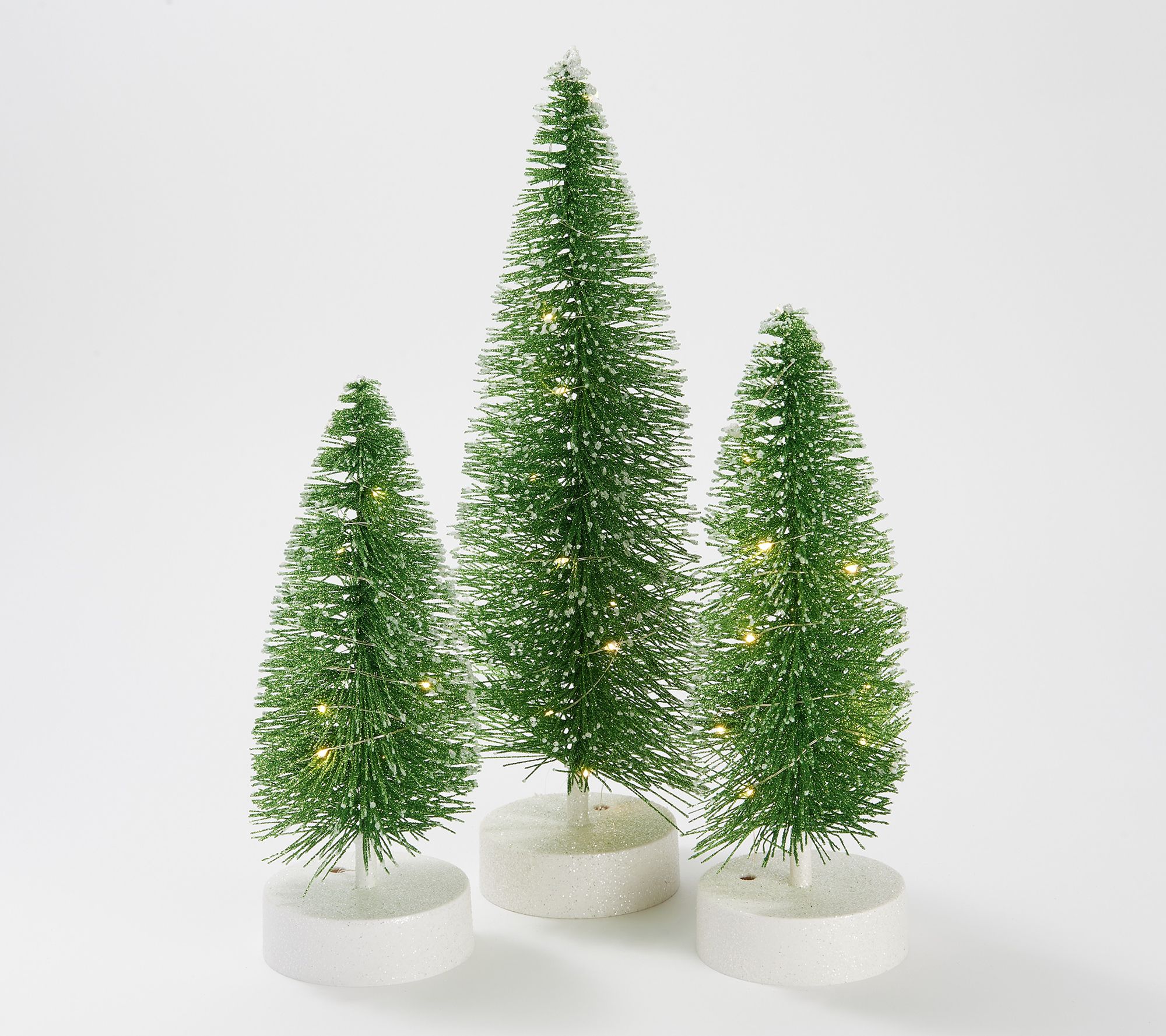 As Is" Set/3 Illuminated Graduated Bottlebrush Trees - Valerie - Qvc.com