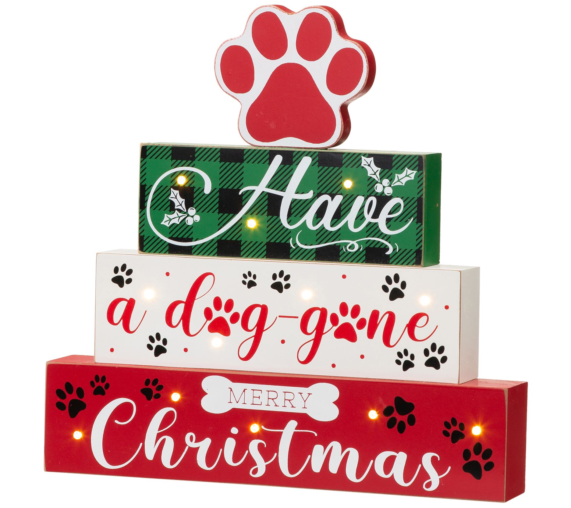 Glitzhome Dog Lovers Delight 12" LED Lighted Ch ristmas Blocks