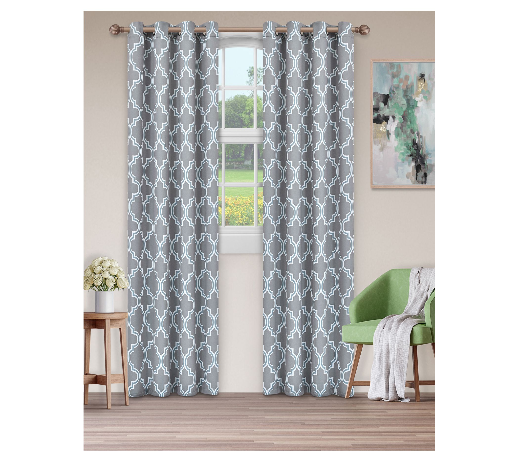 Superior Bohemian Trellis Blackout GrommetCurtains 52x63