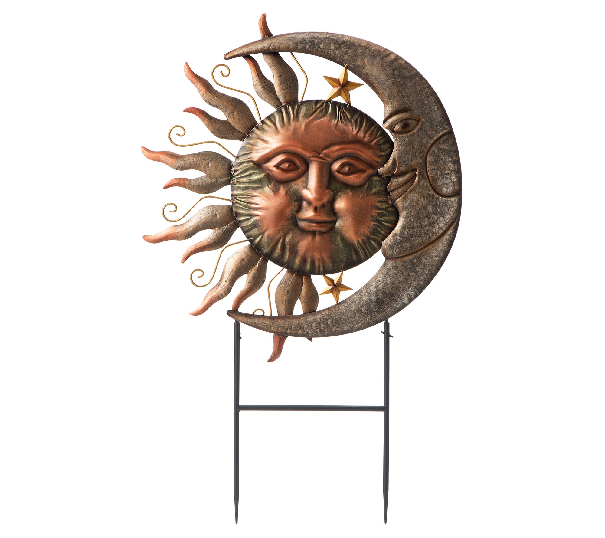 Glitzhome Convertable Sun Moon Celestial Yard Stake Wall Decor