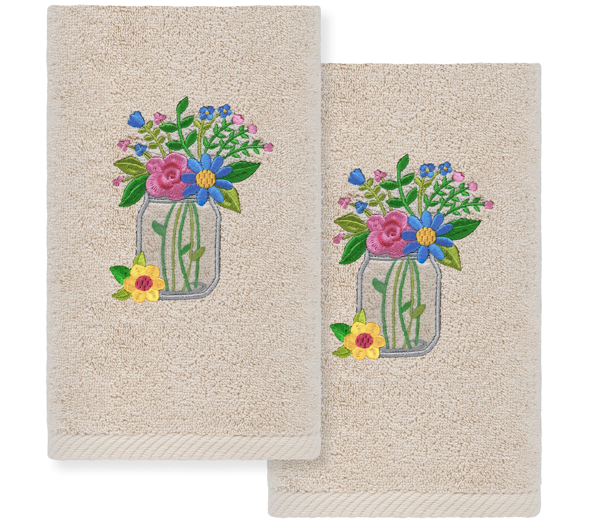 Linum Home Textiles Country Bouquet EmbroideredHand Towels