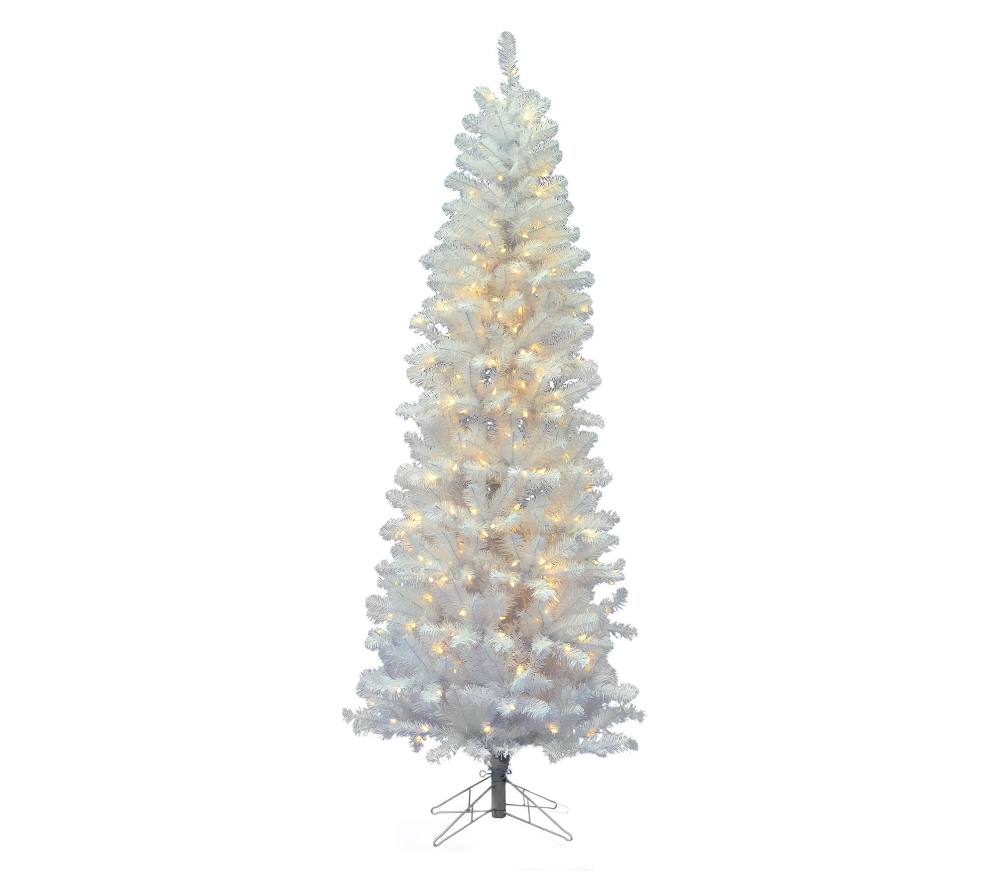 Vickerman White Salem Pencil Pine Christmas Tree, Pre-lit - QVC.com