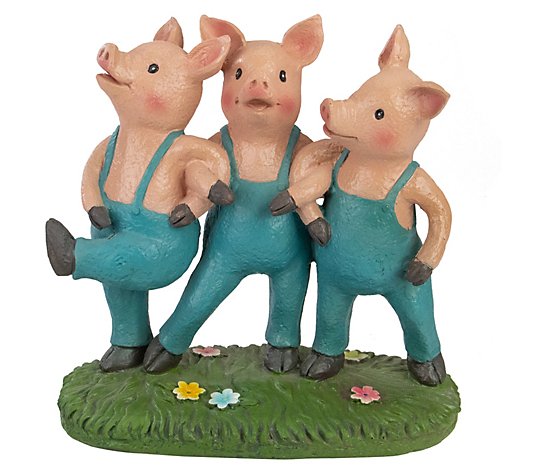 Northlight 8" 3 Pigs Dancing in Blue Overalls Garden Statue