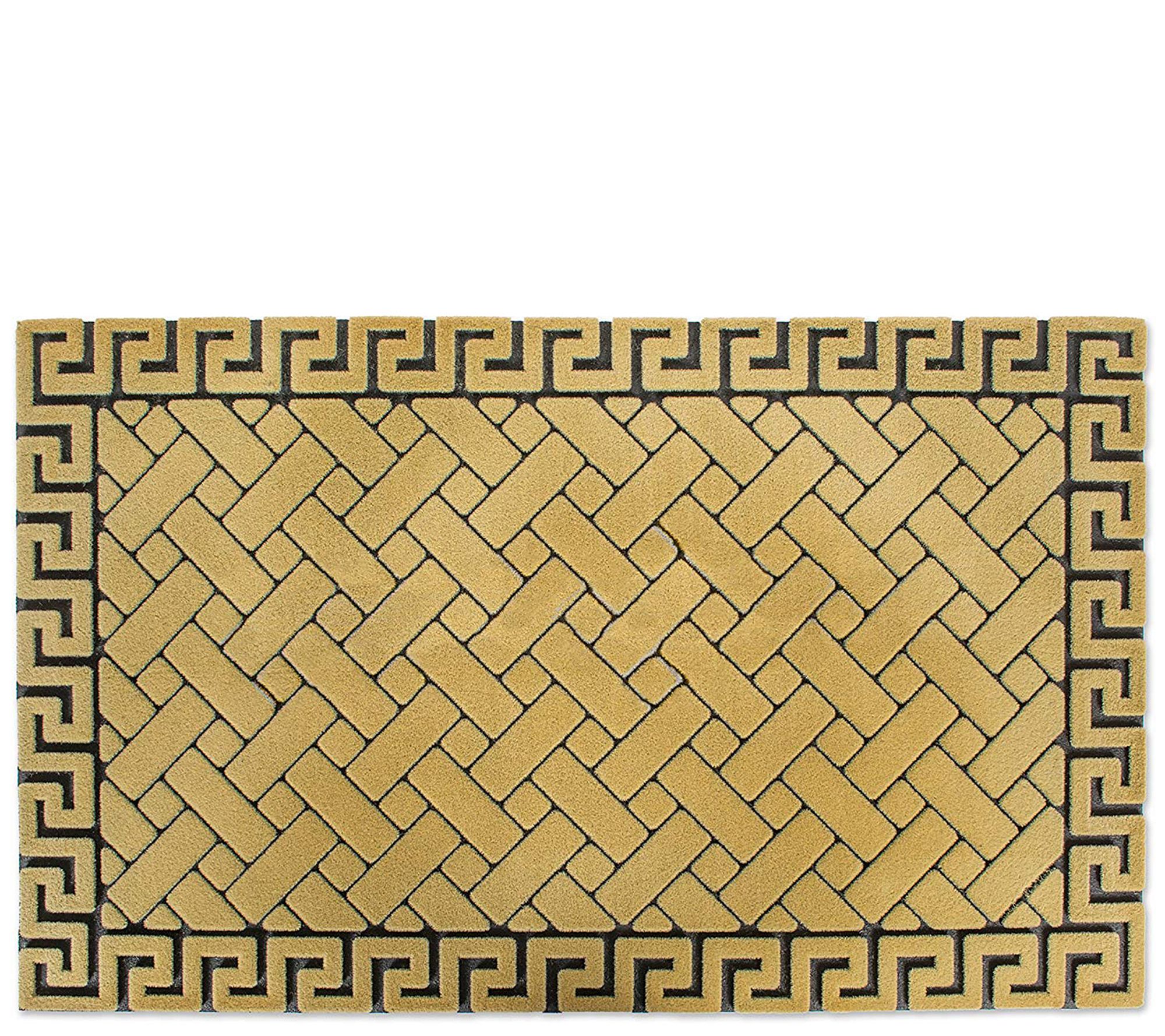 Greek Key Beige Flocked Rubber Doormat Qvc Com