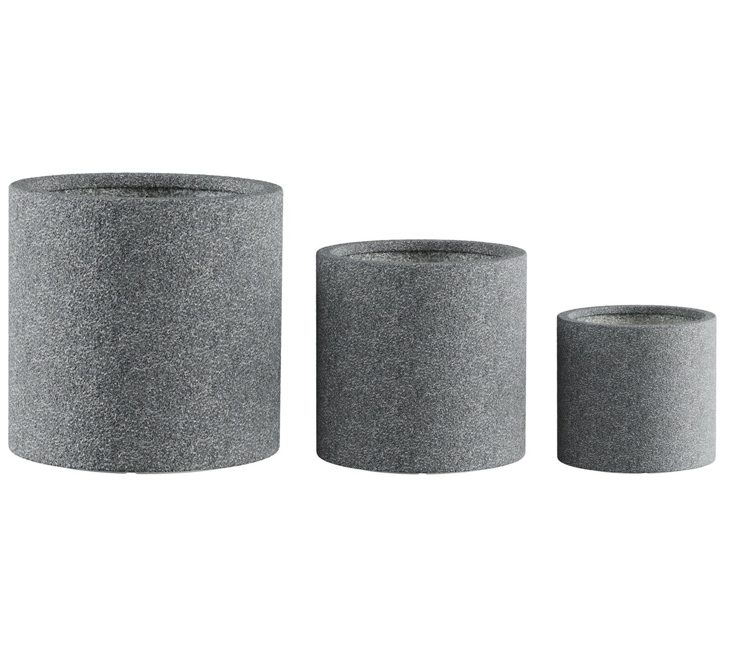 Pure Garden Cylinder Gray Set of 3 Fiber Clay Planters