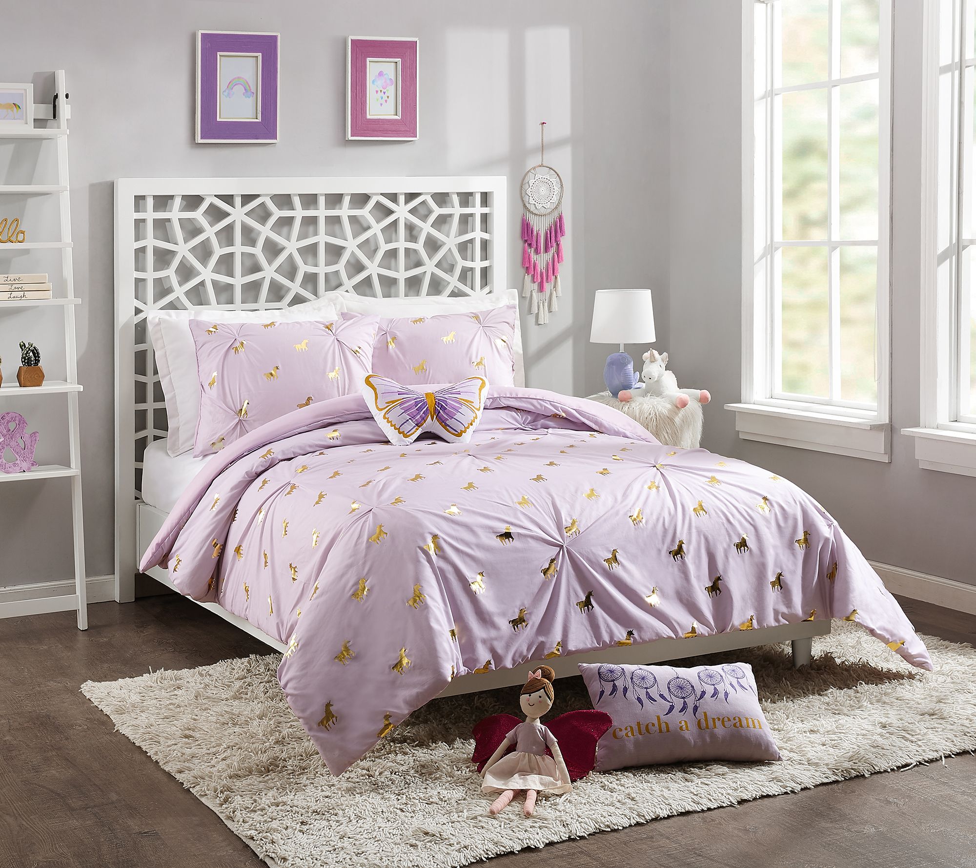 Jessica Simpson Fiona Unicorn 3-Piece Twin Comforter Set - QVC.com