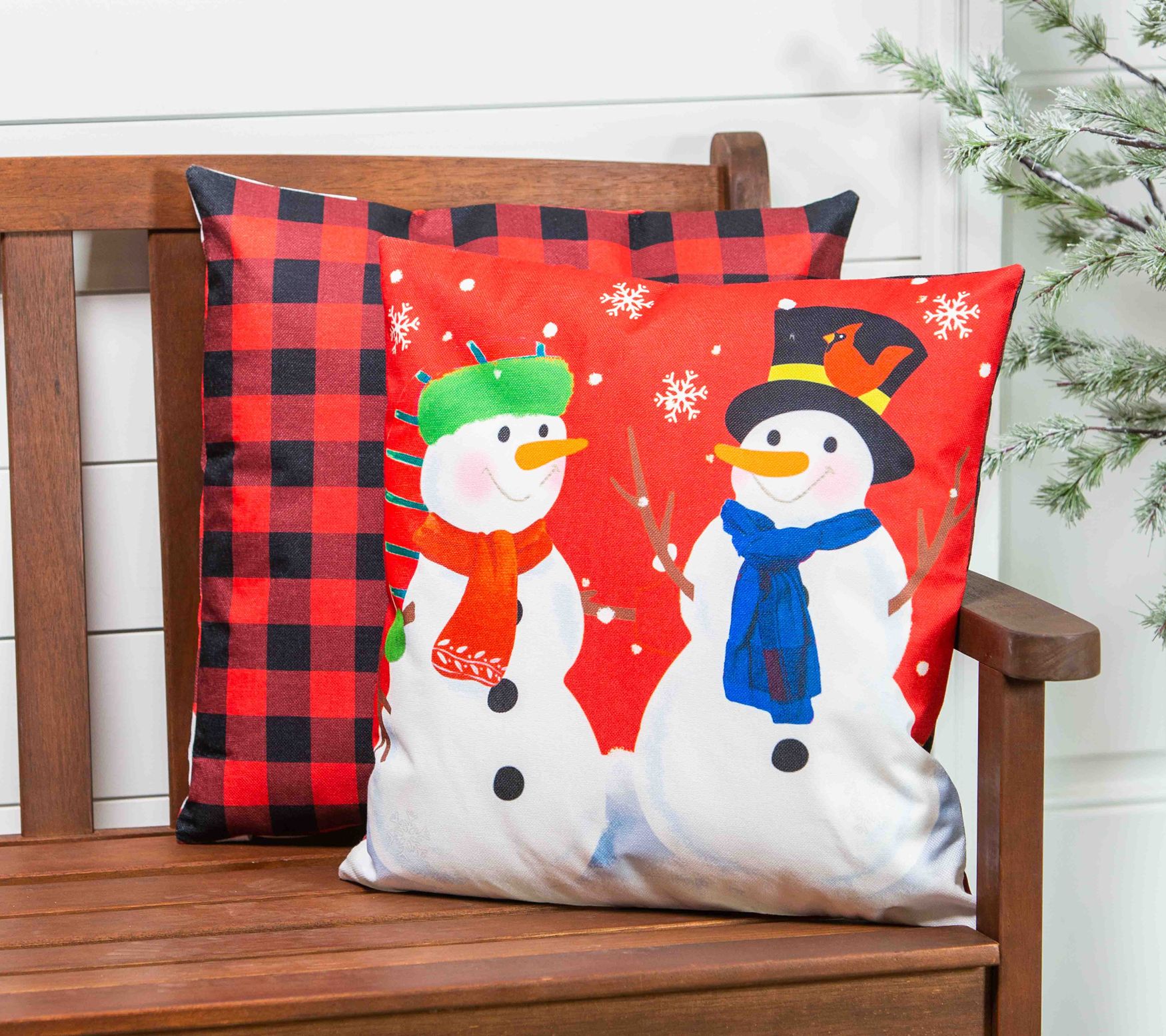 Evergreen Interchangeable Pillow Cover Set of 4, Happy Holidays