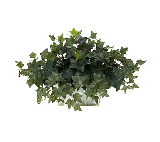 Ivy Plant with Whitewashed Planter by Nearly Natural