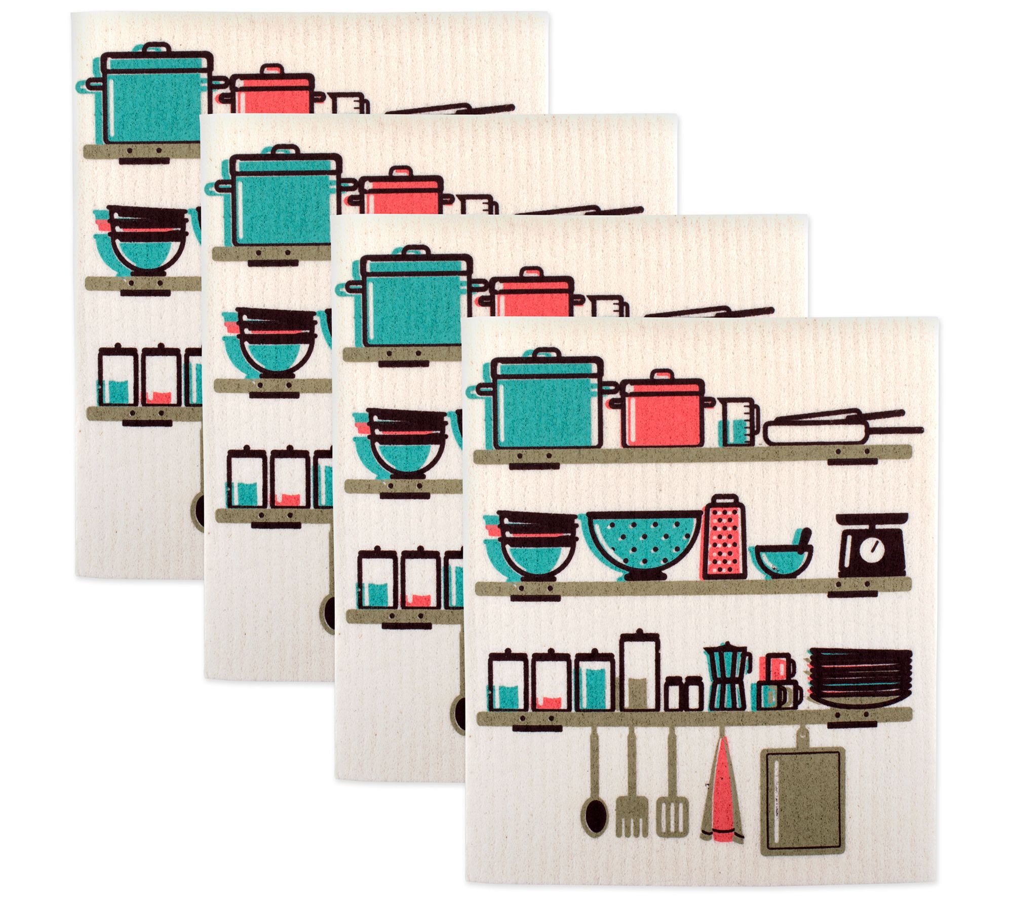 Design Imports Set of 4 Utensils Swedish Dishcloths