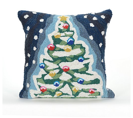 Liora Manne Frontporch Xmas Tree Pillow Midnight 18" Square