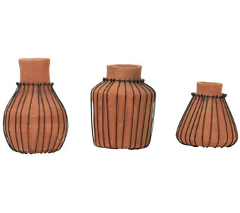 Foreside Home & Garden Terracotta Bud Vases, Set Of 3