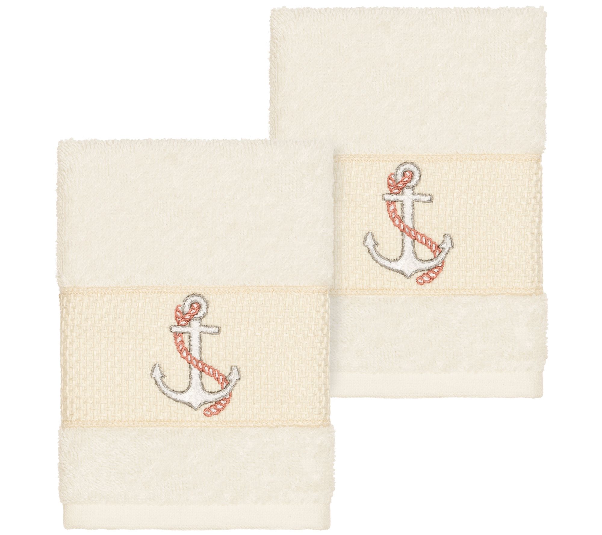 Linum Home Textiles Easton 2PC Embellished Washcloth Set
