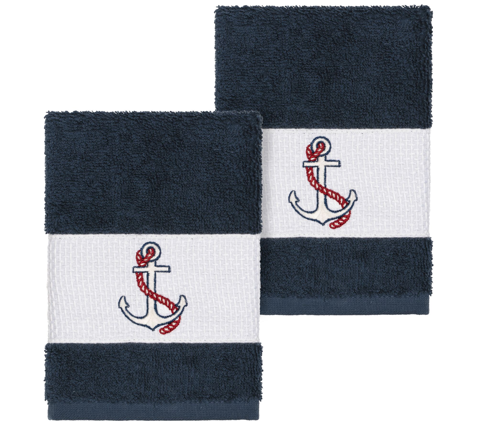 Linum Home Textiles Easton 2PC Embellished Washcloth Set