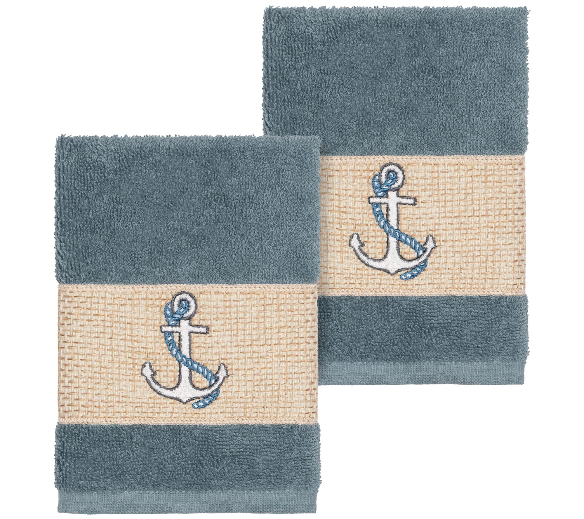Linum Home Textiles Easton 2PC Embellished Washcloth Set