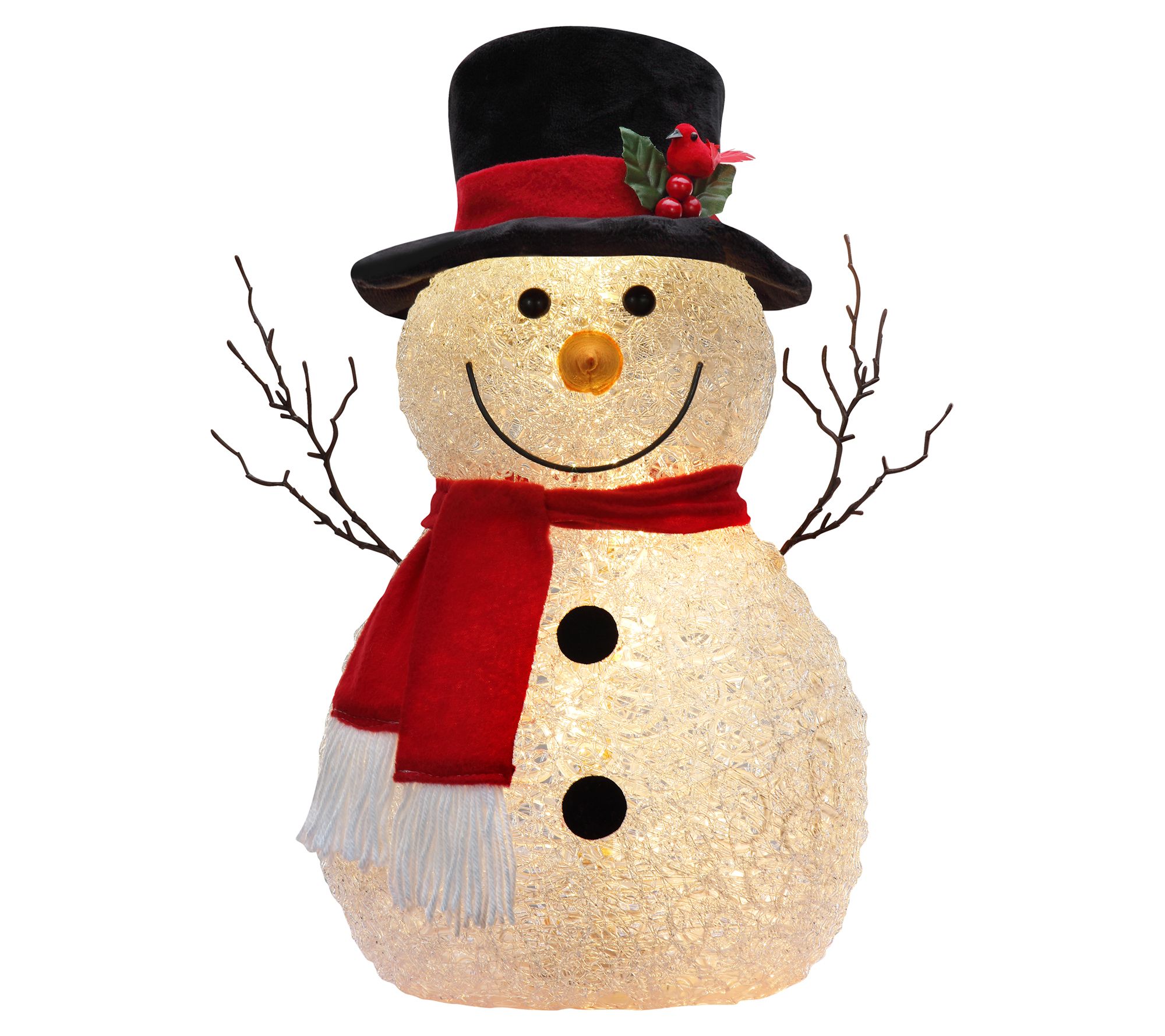 Haute Decor 17"H Spun Acrylic Snowman w/LED Battery Operated