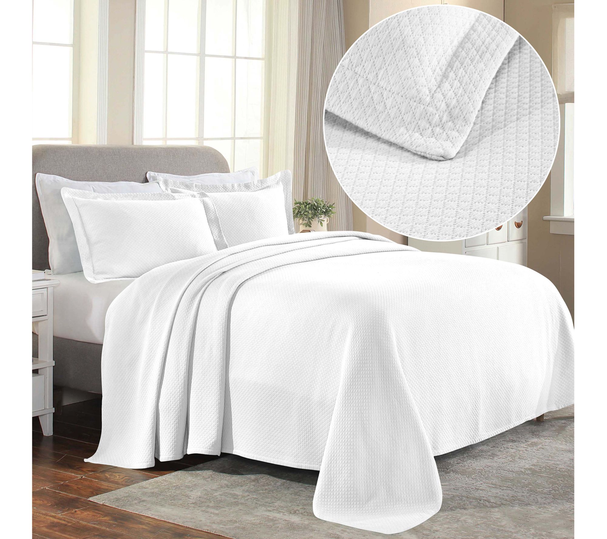Superior Jacquard Cotton Diamond Bedspread Set,King