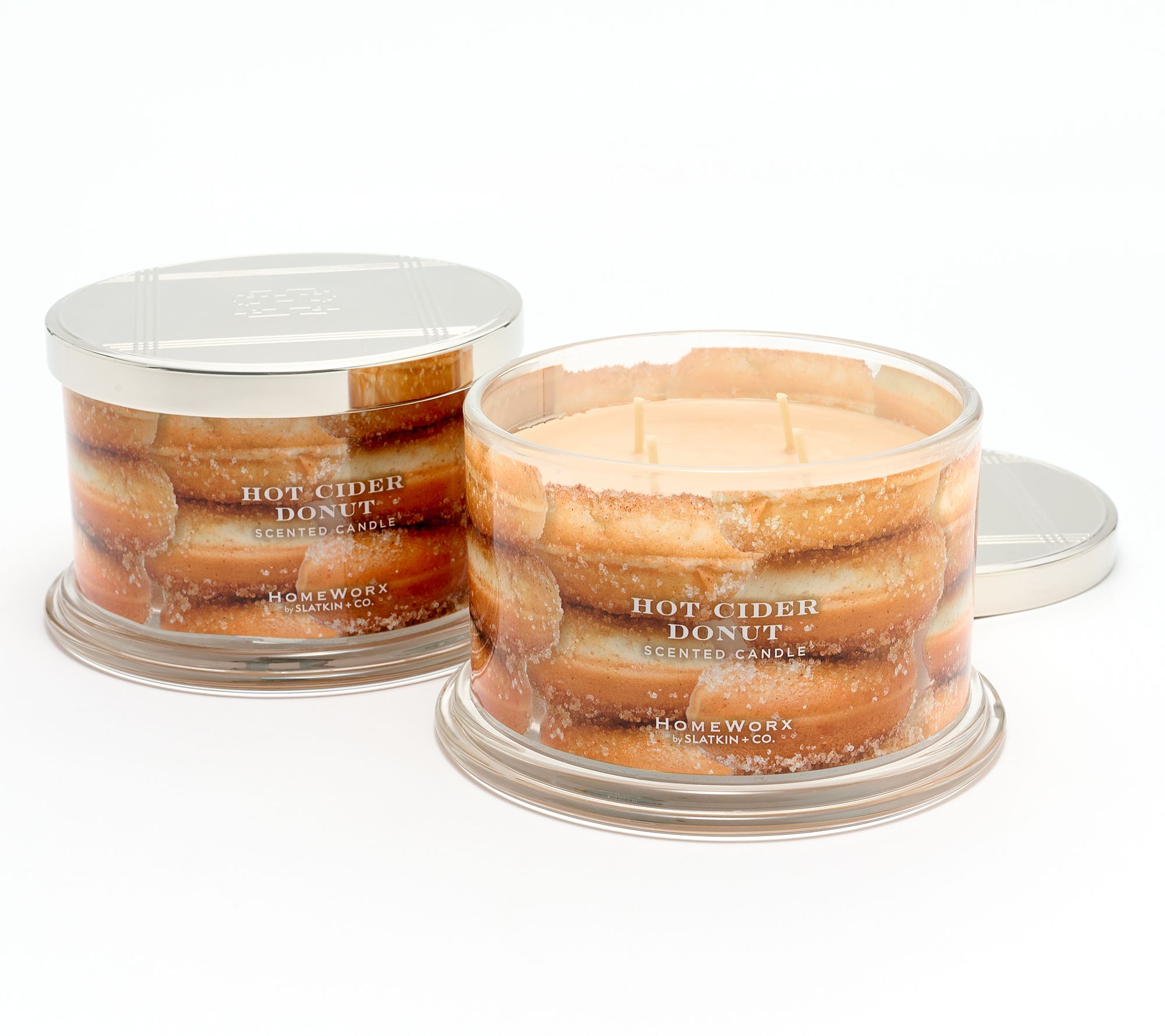 HomeWorx by Slatkin & Co. S/2 Hot Cider Donut 18oz Candles