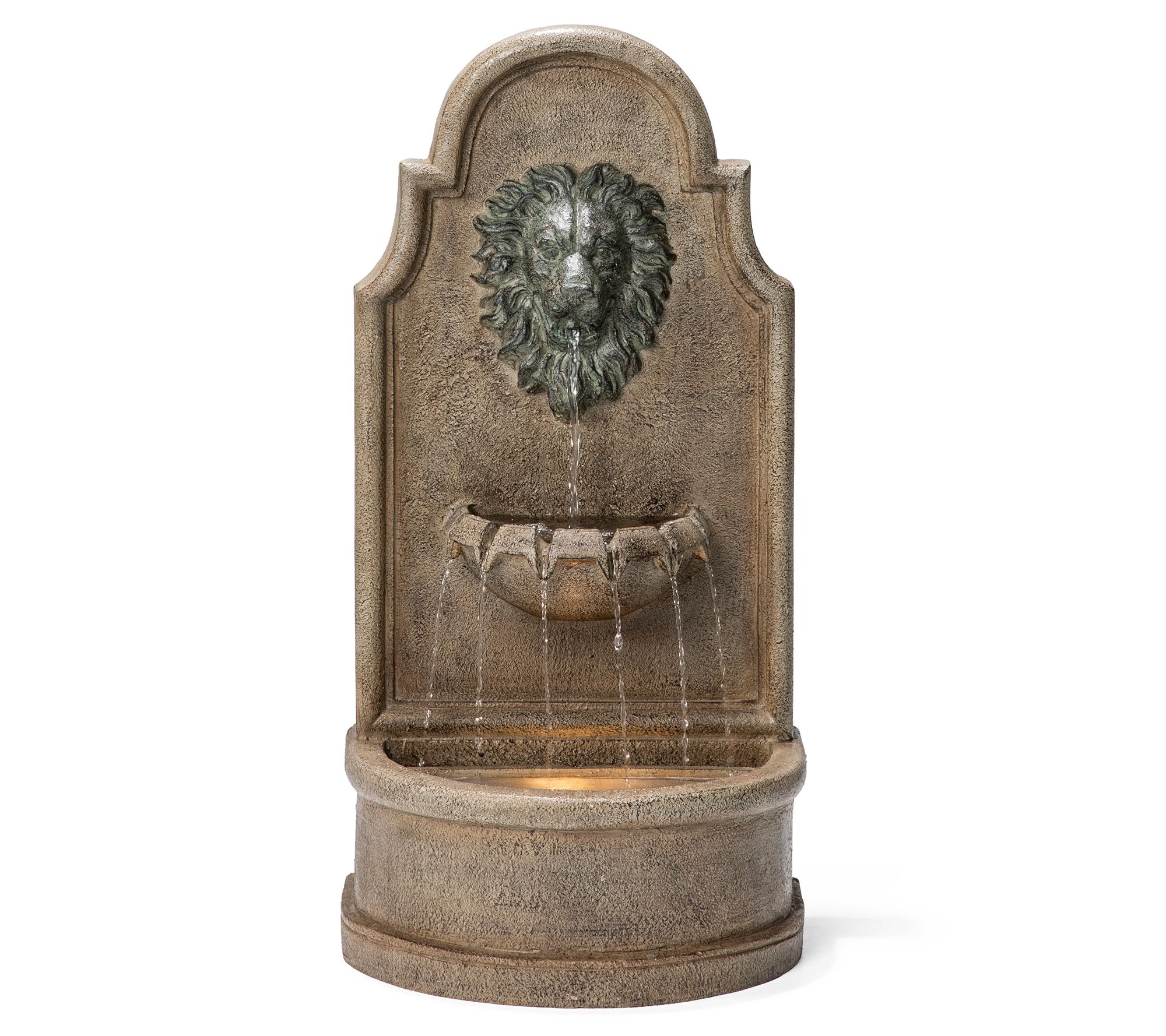 Glitzhome 31'H 3-Tier Oversized Faux Granite Lion Head Fountai