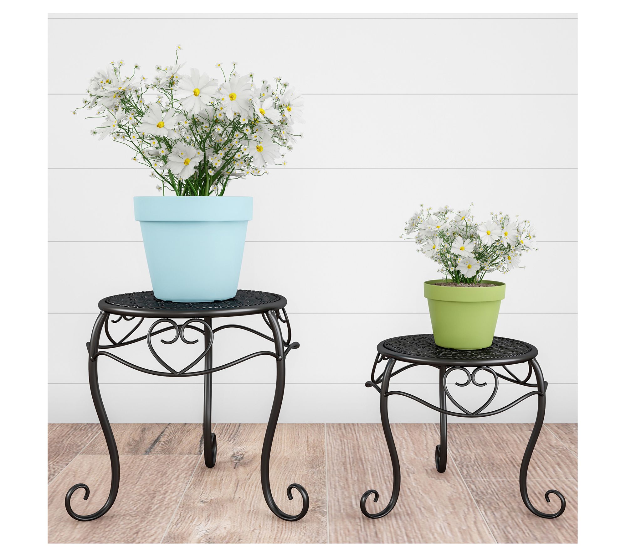 Pure Garden S/2 I/O Nesting Wrought Iron Plant Display