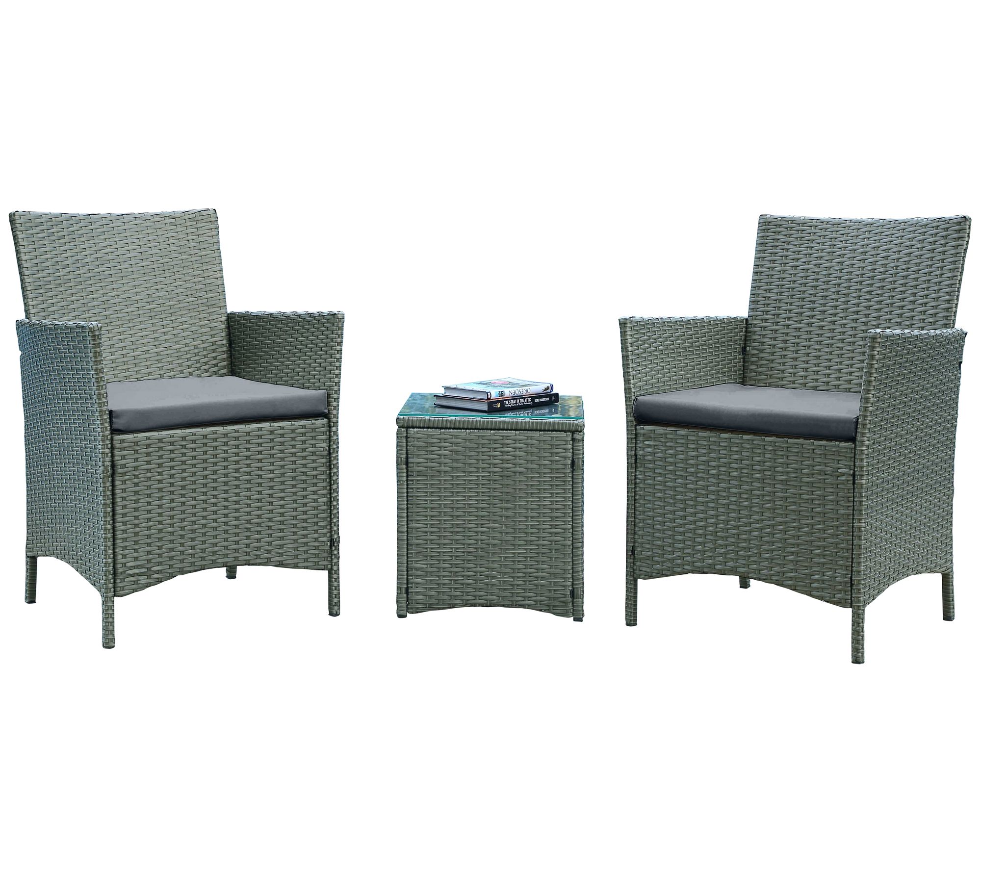 Imperia Steel Rattan 3-Piece Patio Conversation Set