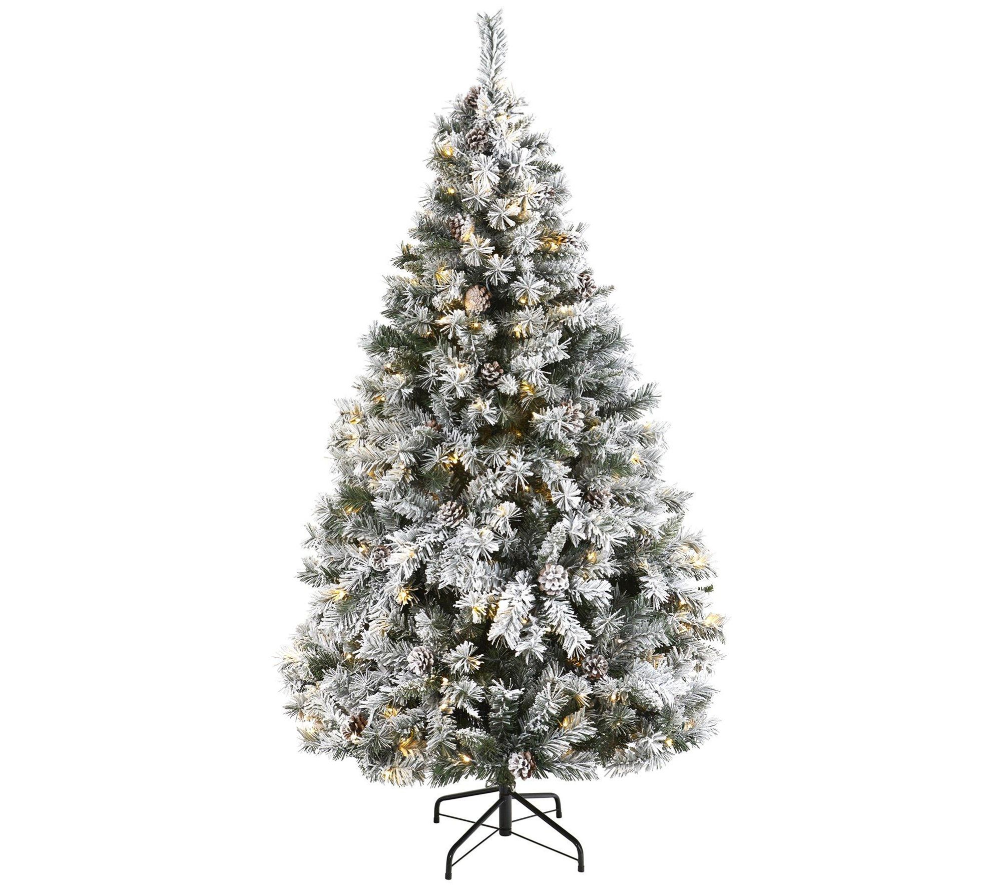 Nearly Natural 6-ft Flocked Christmas Tree w/250 LED Lights - QVC.com