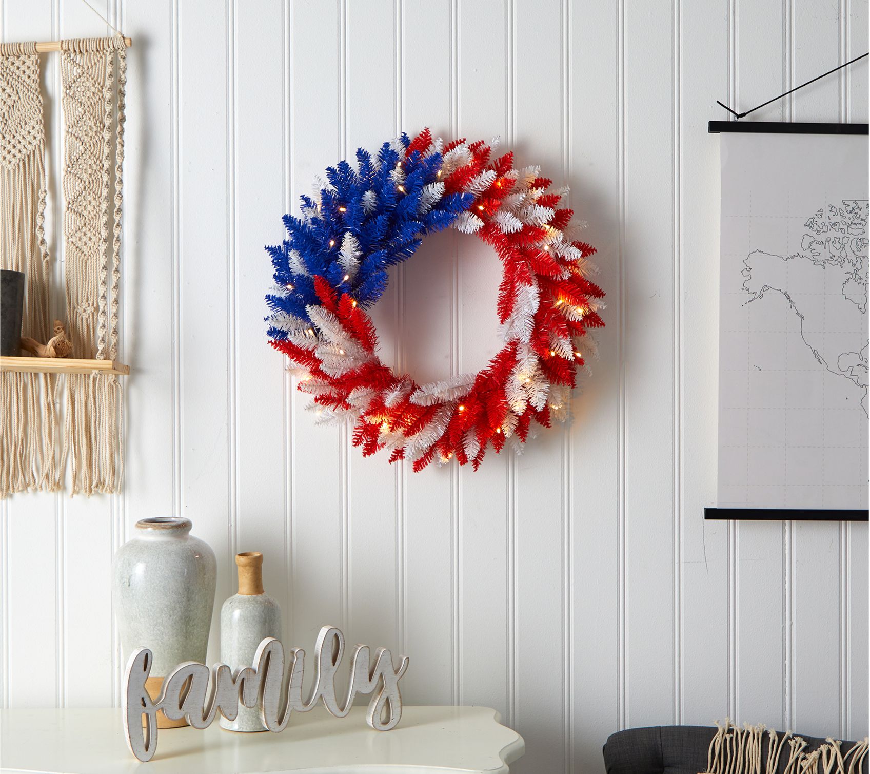 Nearly Natural 24" Patriotic Wreath with 35 LEDLights
